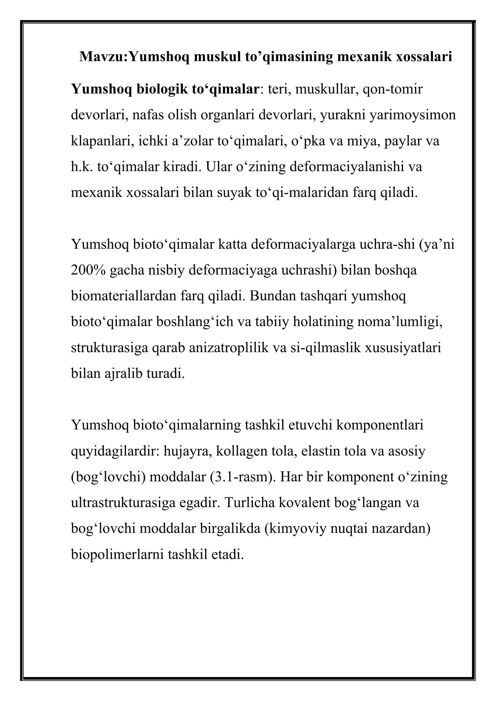 Yumshoq muskul to‘qimasining mexanik xossalari 2
