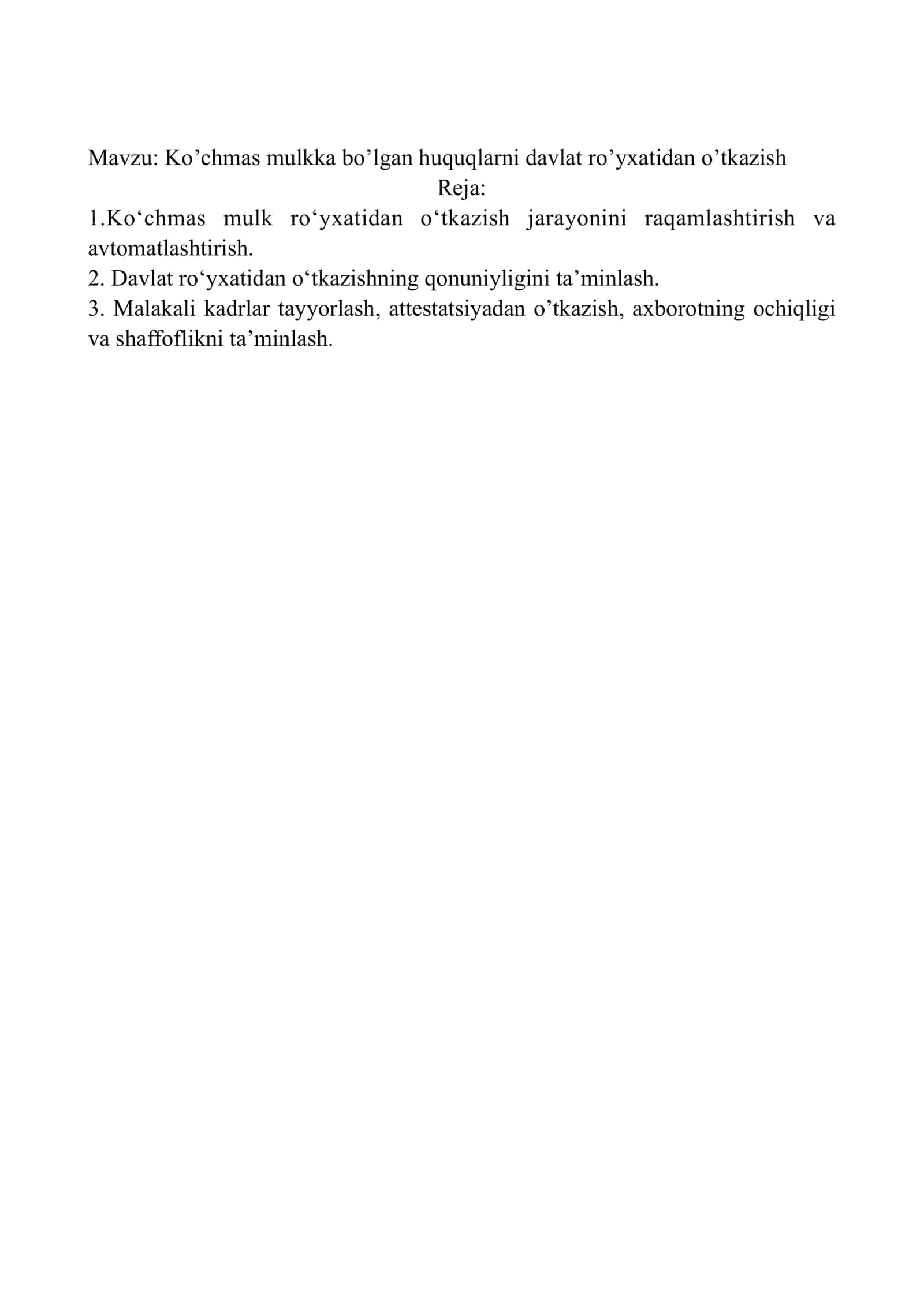 Ko’chmas mulkka bo’lgan huquqlarni davlat ro’yxatidan o’tkazish 2