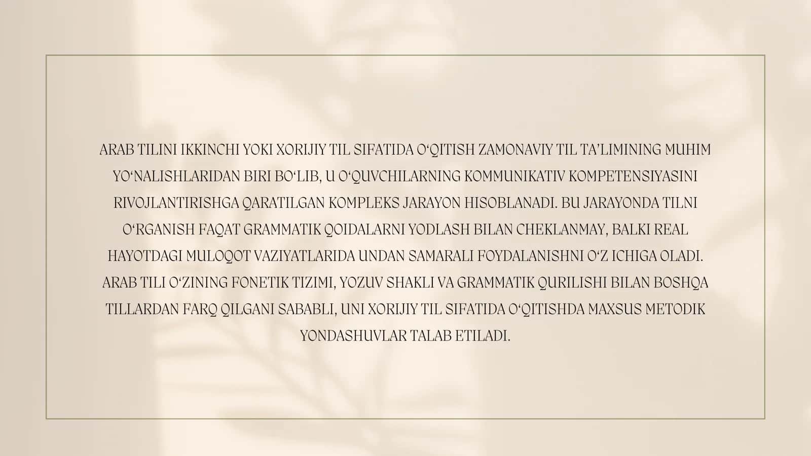 ARAB TILINI IKKINCHI YOKI XORIJIY TIL SIFATIDA O‘QITISH 2