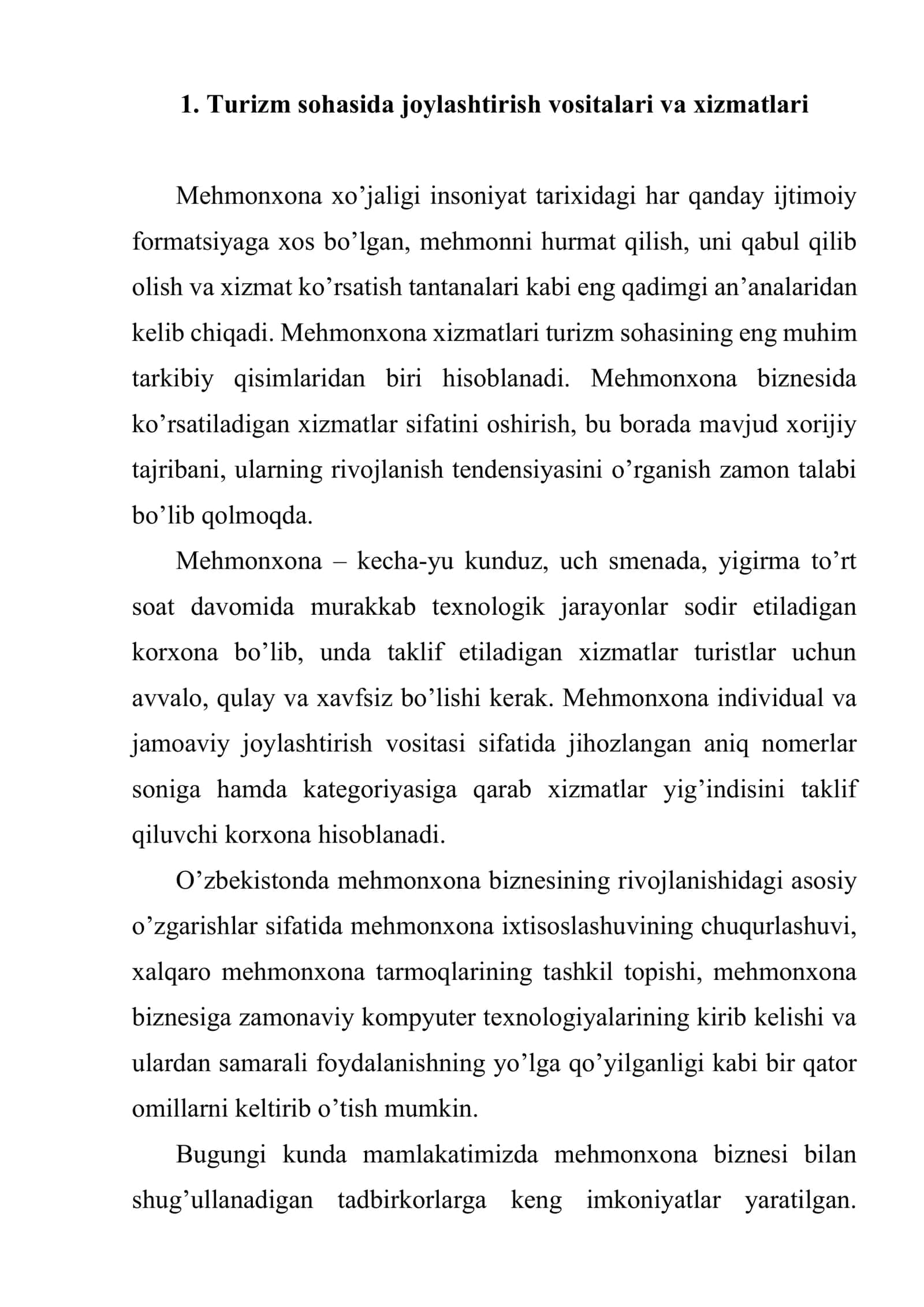 Turizm sohasida joylashtirish xizmatlari 2