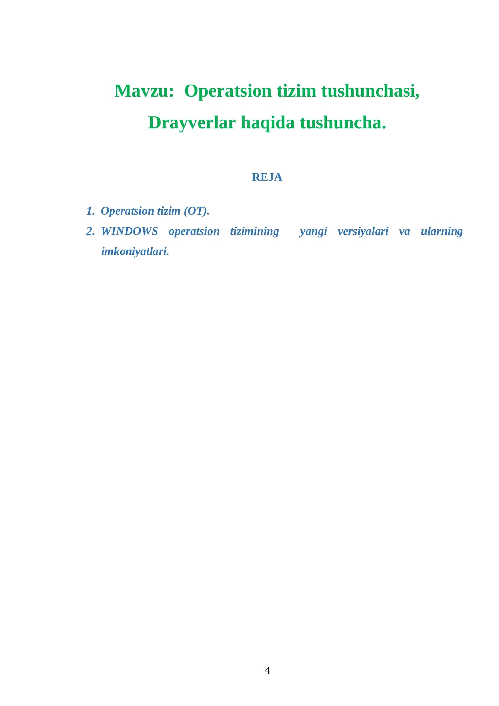 Operatsion tizimlar tushunchasi 2