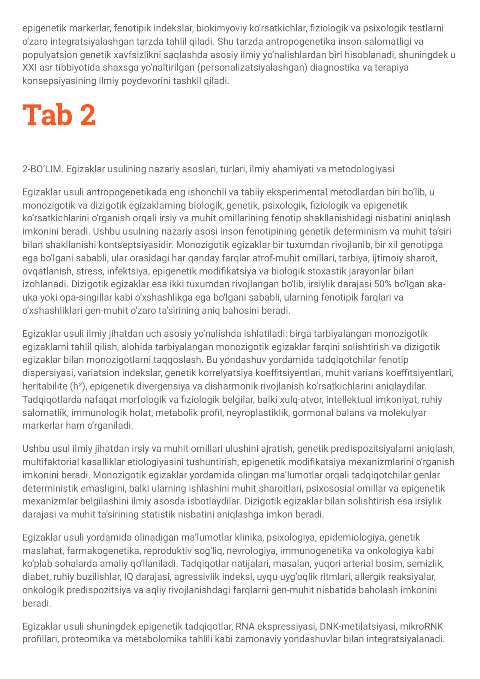 Egizaklar usuli 2