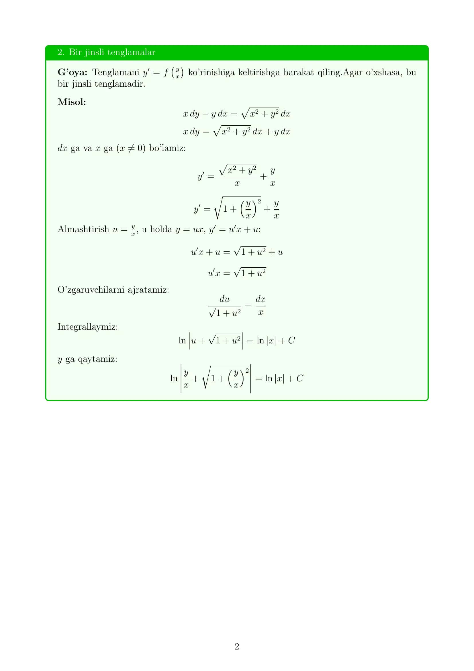 Birinch tartibli differensial tenglamalarni yechish usullari 2