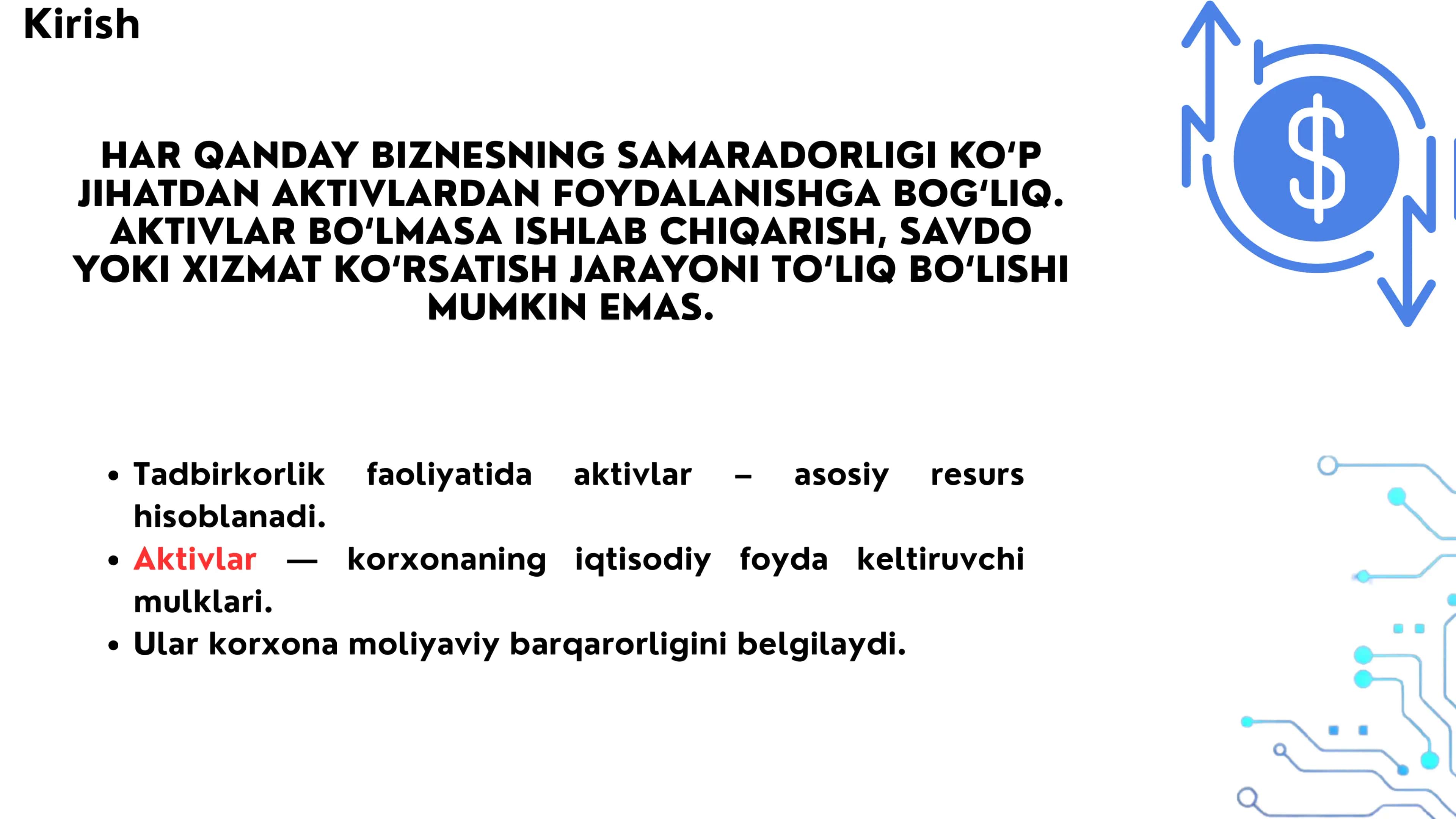 TADBIRKORLIK SUBYEKTLARINING AKTIVLAR 2