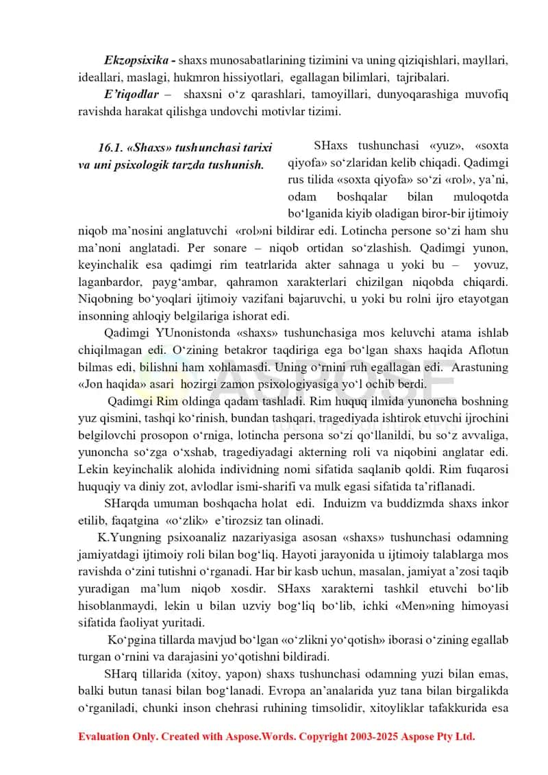 Shaxs «Shaxs» tushunchasi tarixi va uni psixologik tarzda tushunish 2