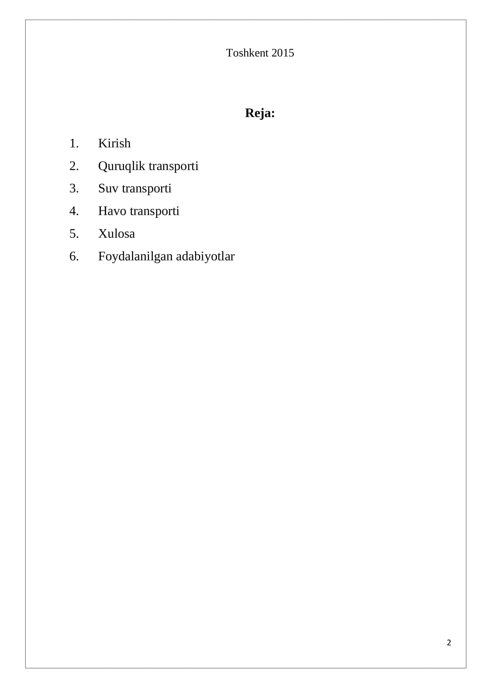 JAHON TRANSPORTI GEOGRAFIYASI 2