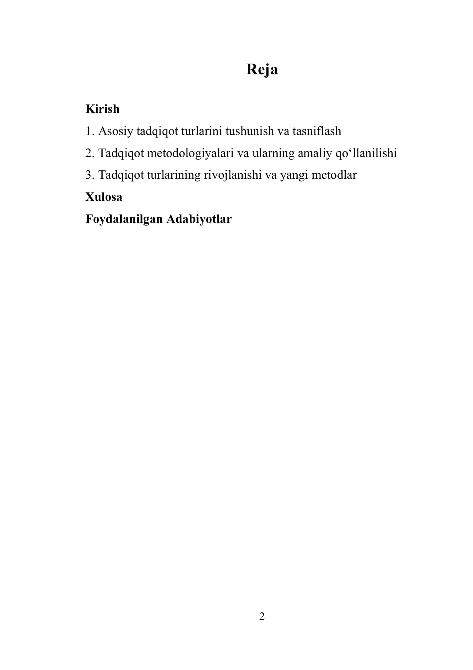 Tadqiqot turlari bo'yicha tasniflanishi 2