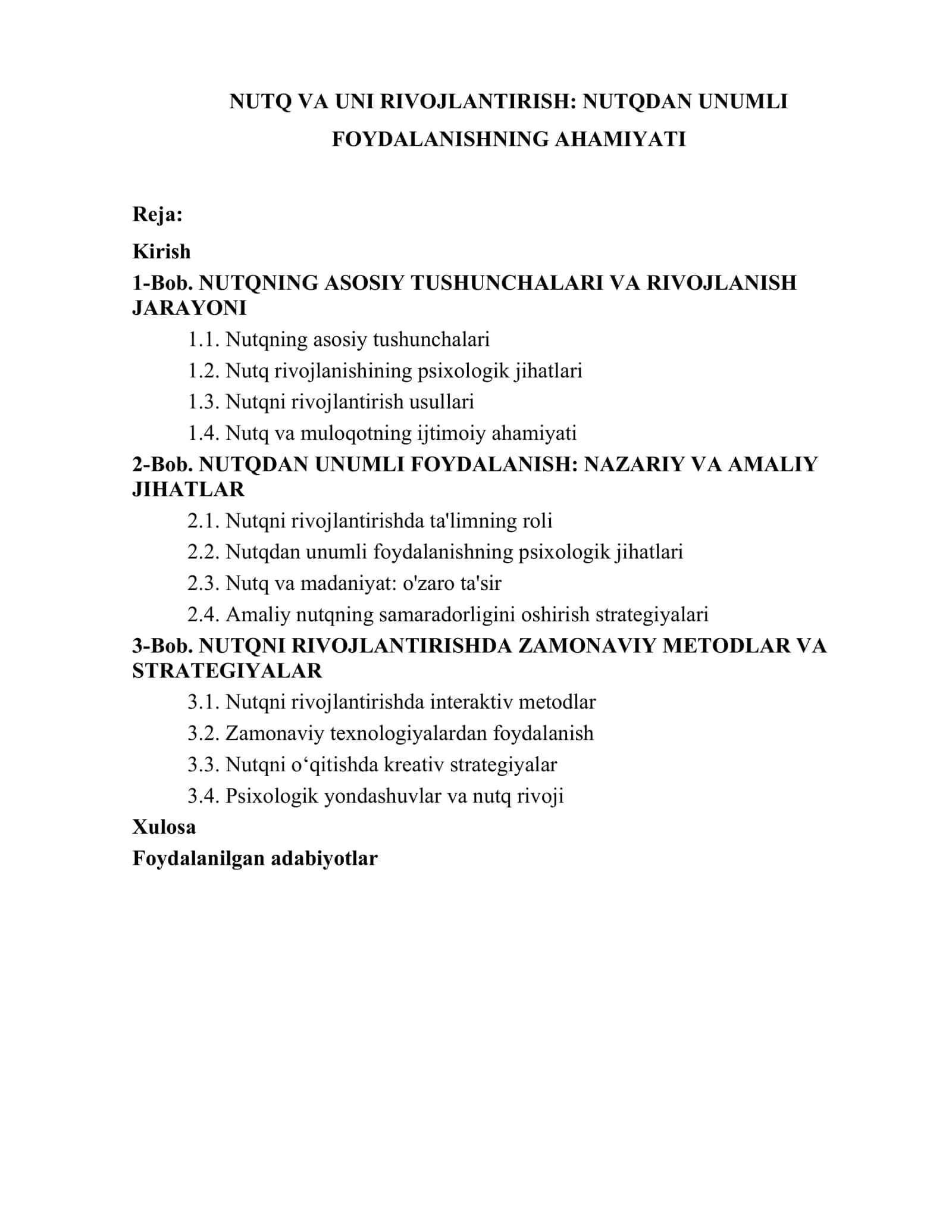 NUTQ VA UNI RIVOJLANTIRISH: NUTQDAN UNUMLI FOYDALANISHNING AHAMIYATI 2