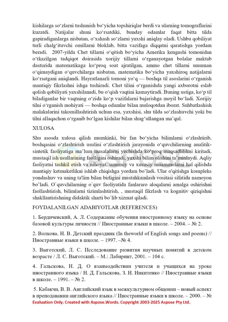 Chet tilini sohaviy fanlar bilan integratsiyalashuvi 2