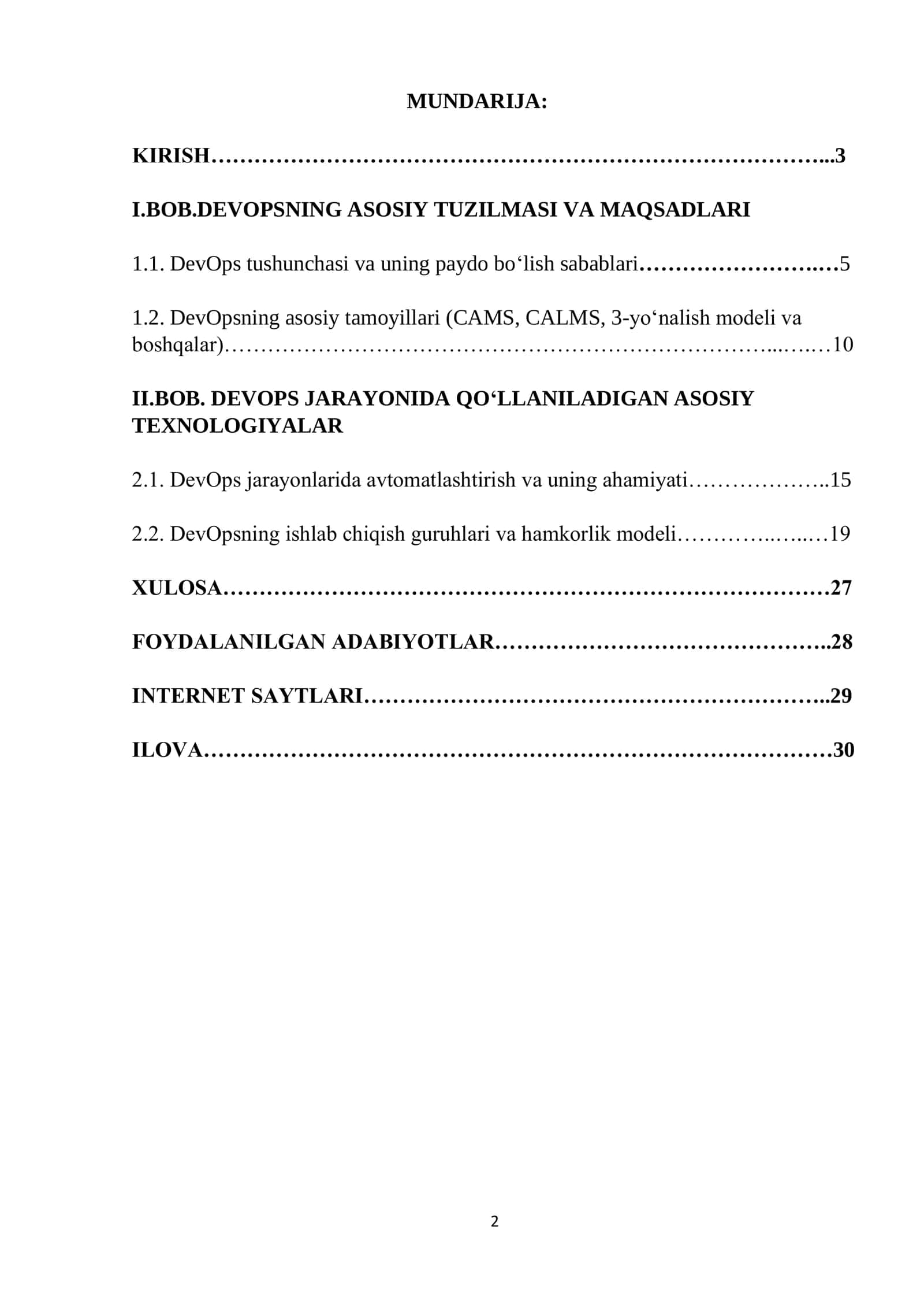 Dasturiy ta’minotni ishlab chiqish jarayonini boshqarish  tizimi (DevOps) 2