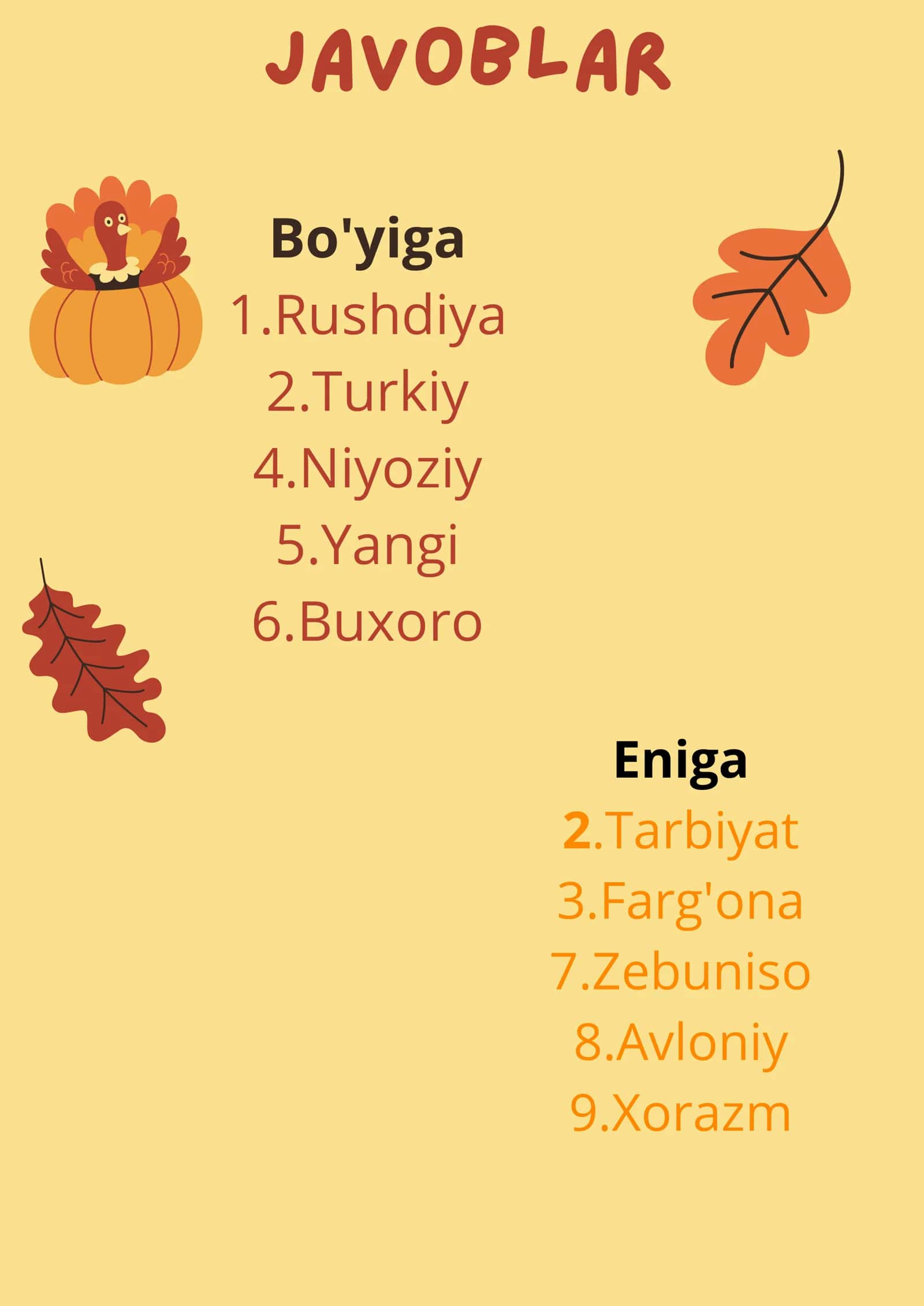 Pedagogika fanidan krossvord 2