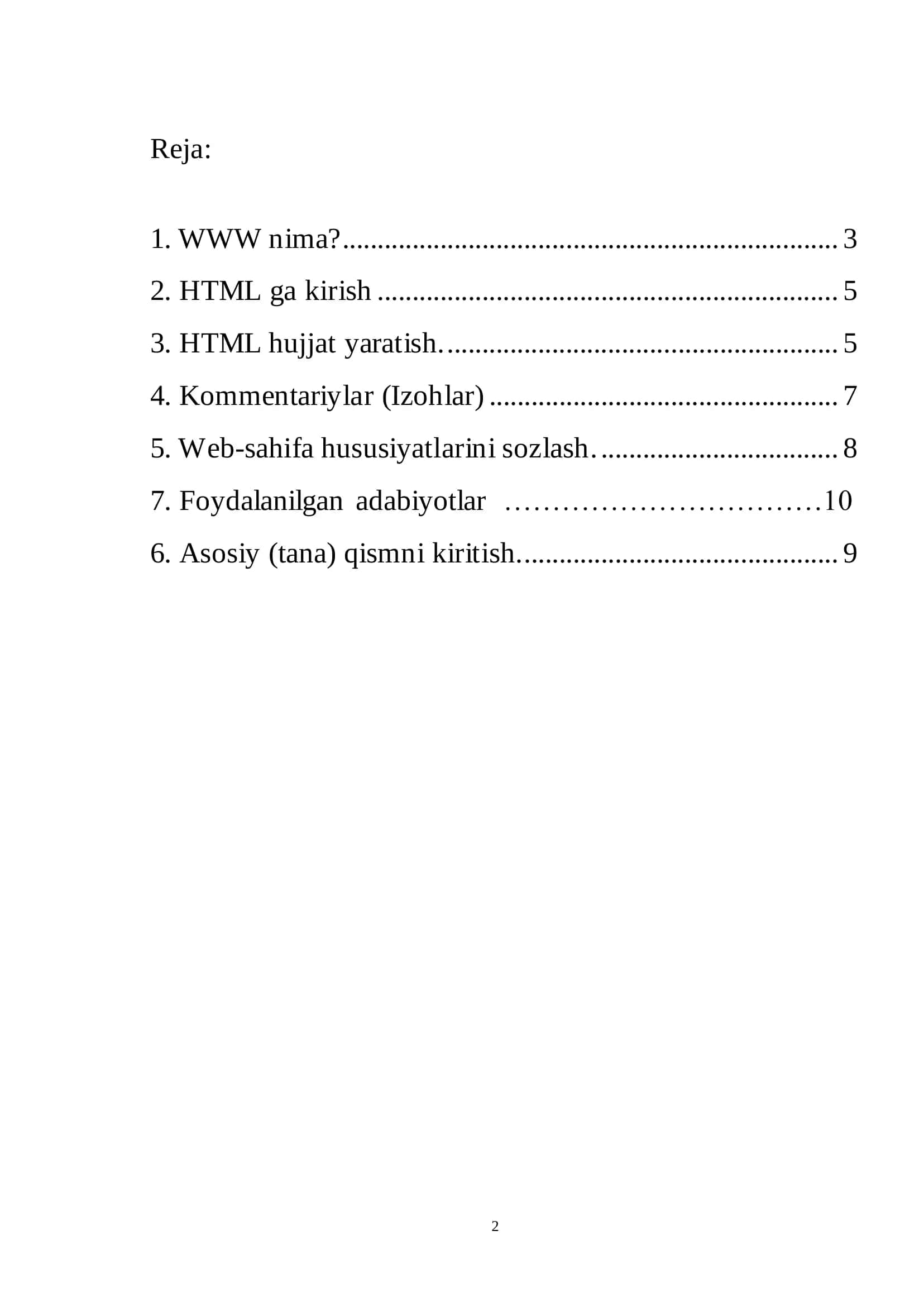 HTML – GIREPMATNLI MARKERLASH TILI 2