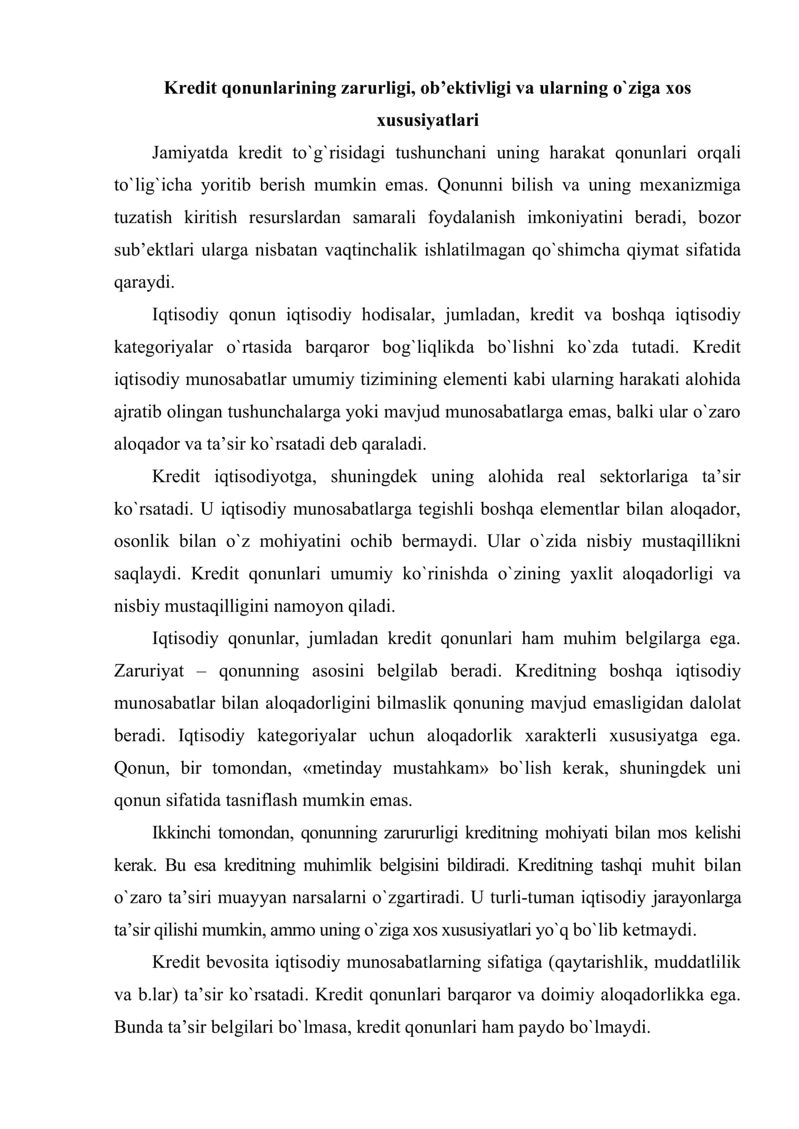 Kredit qonunlari va funksiyalari 2