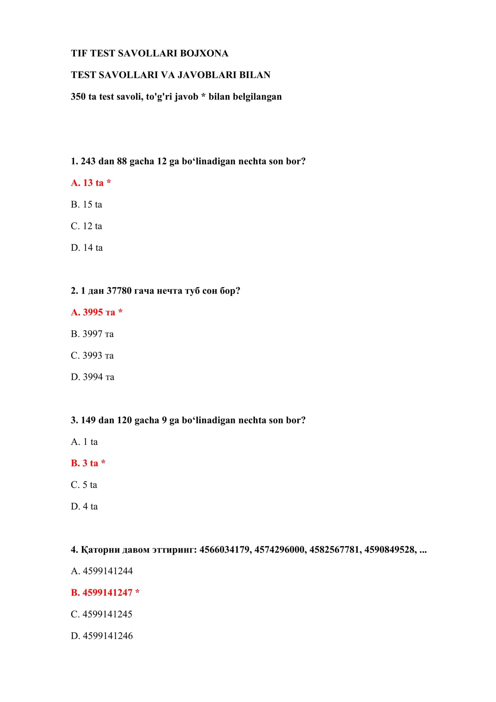 TEST SAVOLLARI BOJXONA 2