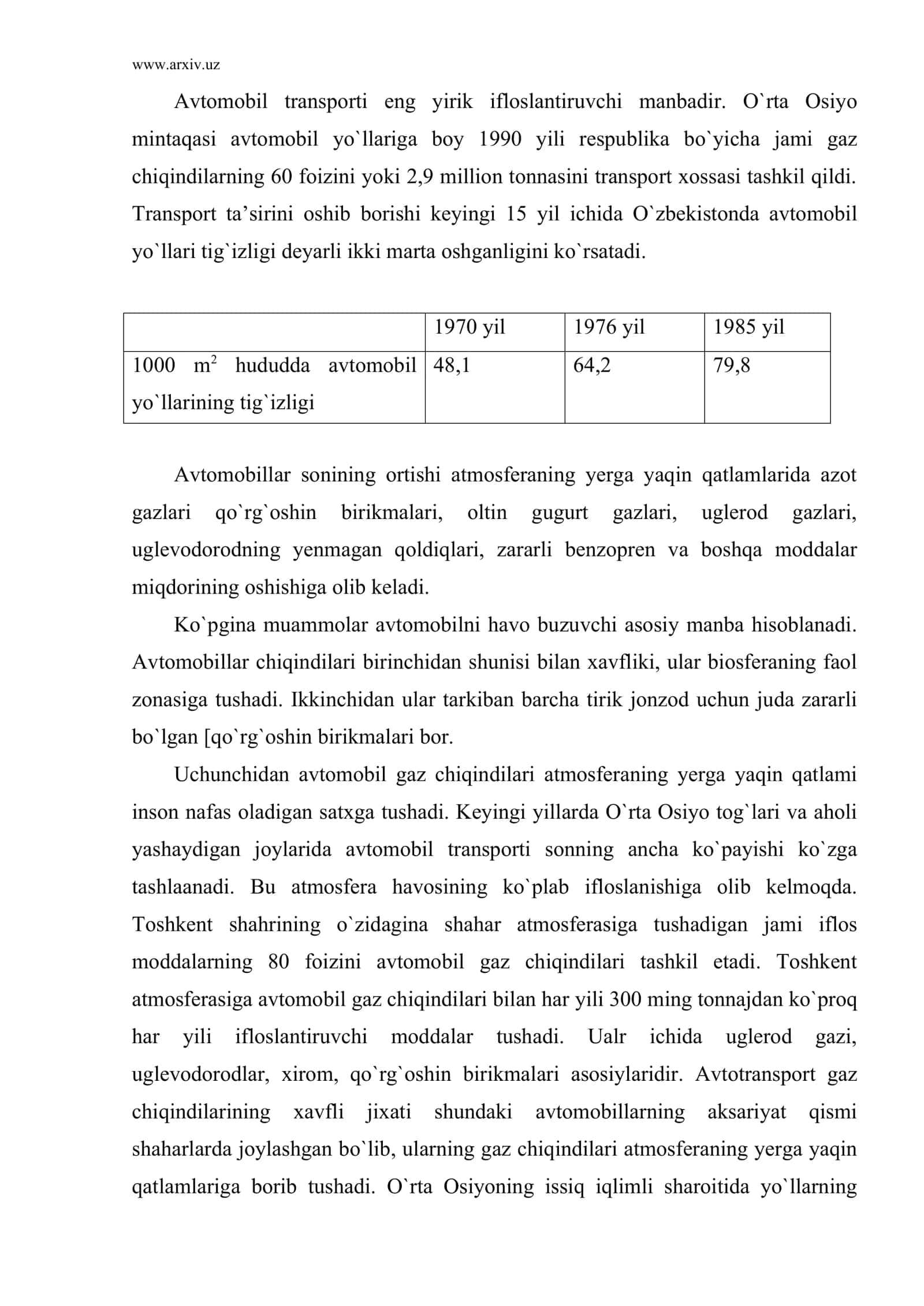 Ekologiyaga transportning ta’siri 2