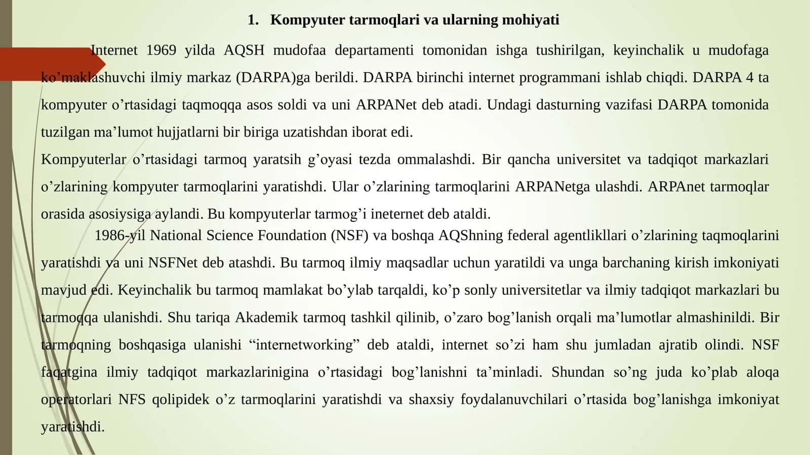 KOMPYUTER TARMOQLARI VA TARMOQ TEXNOLOGIYALARI 2