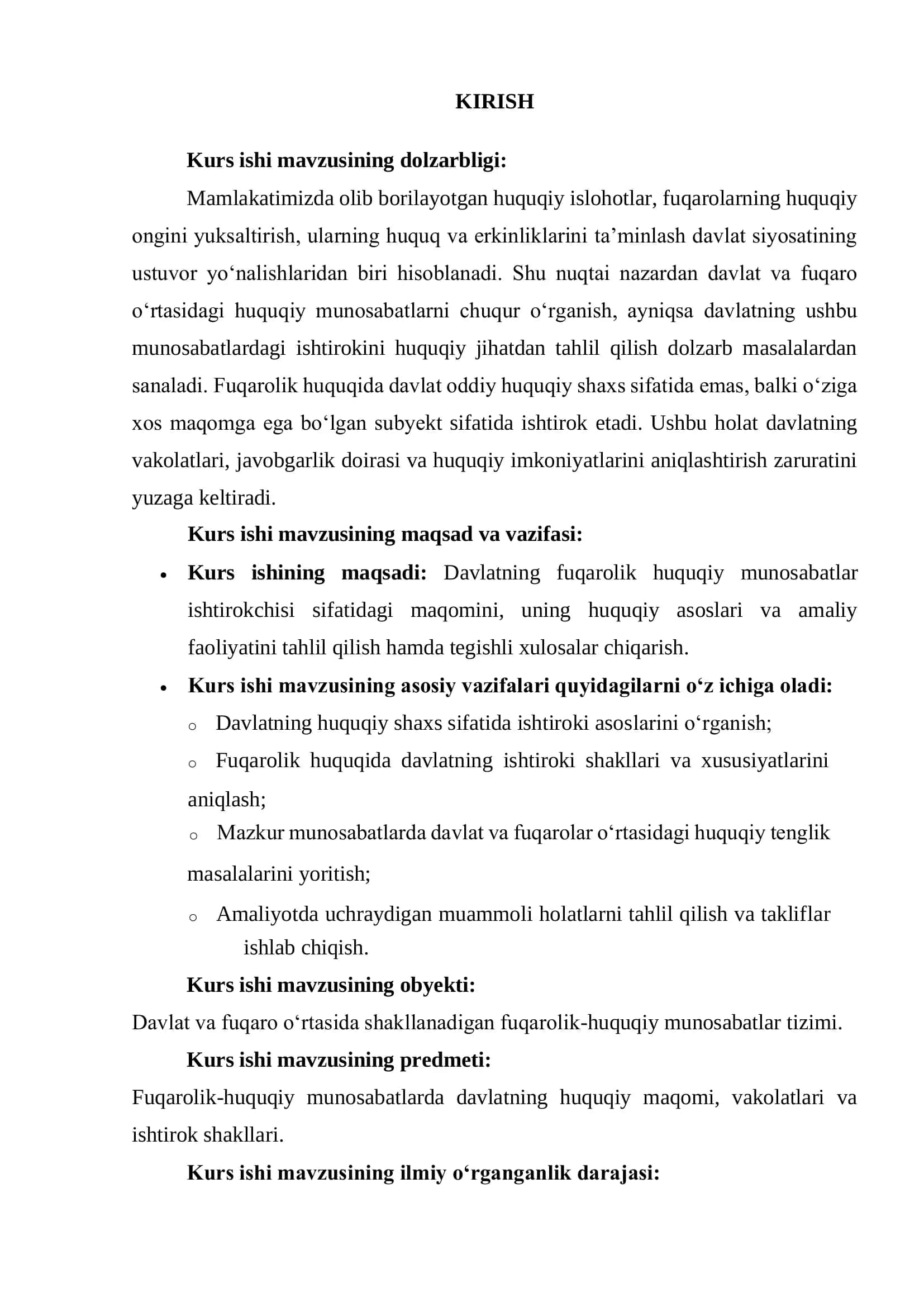 Davlat – Fuqarolik Huquqi Munosabatlar 2