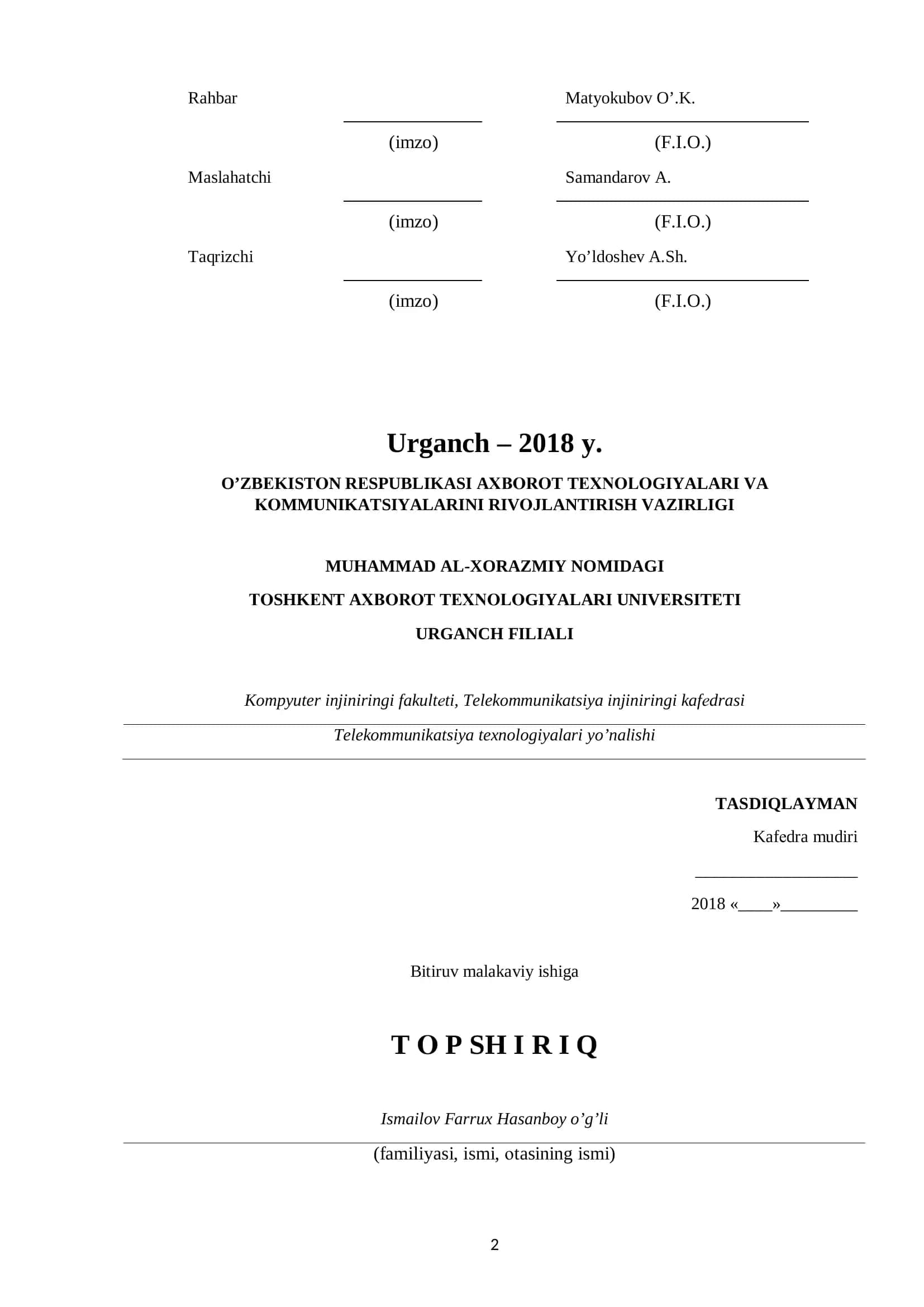Telekommunikatsiya texnologiyalari 2