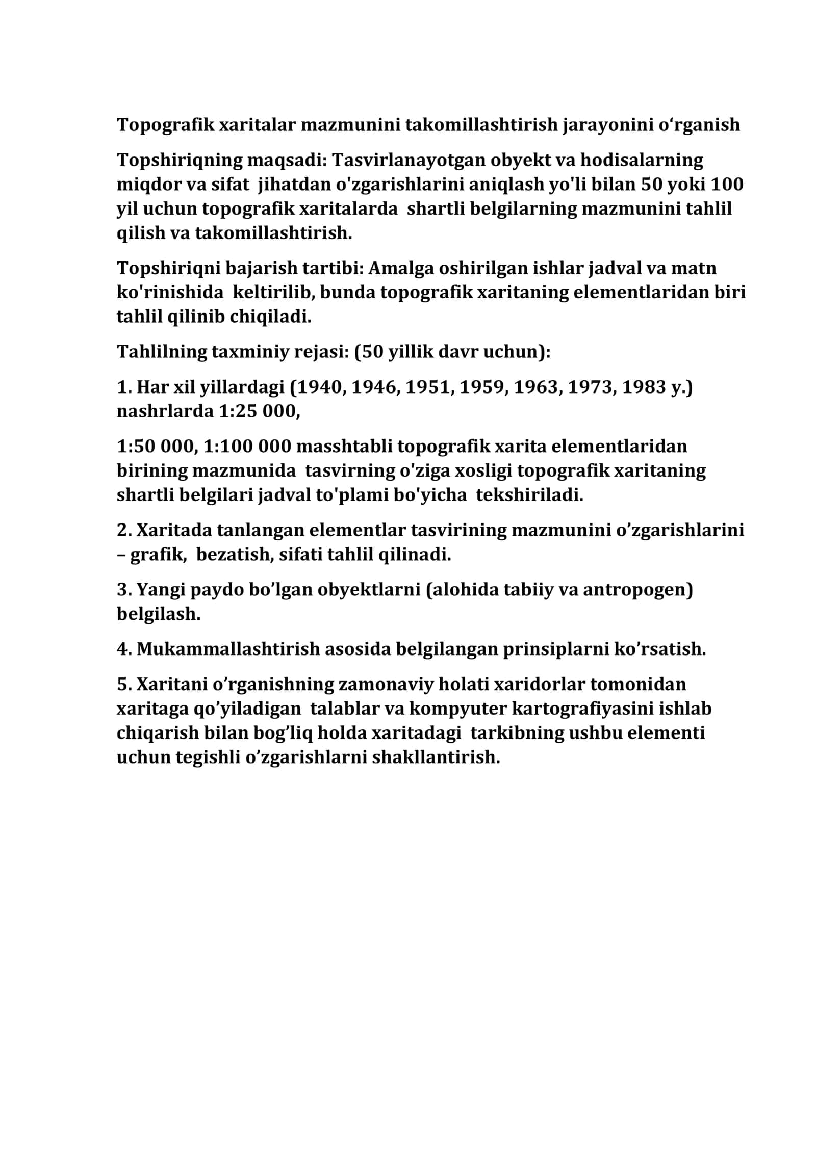 Topografik xaritalar mazmunini takomillashtirish jarayonini o‘rganish 2