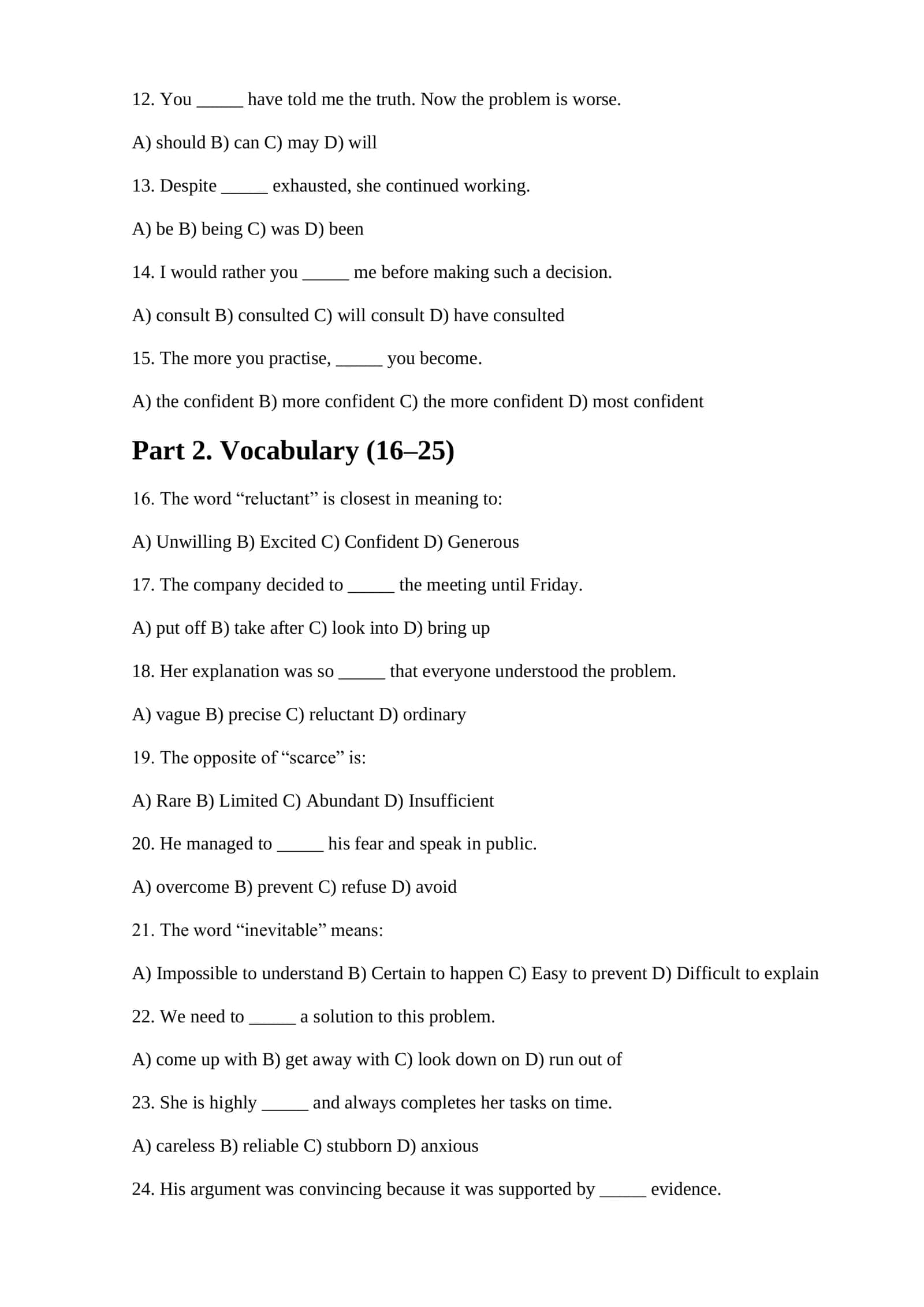 English Proficiency Test — 50 Questions 2