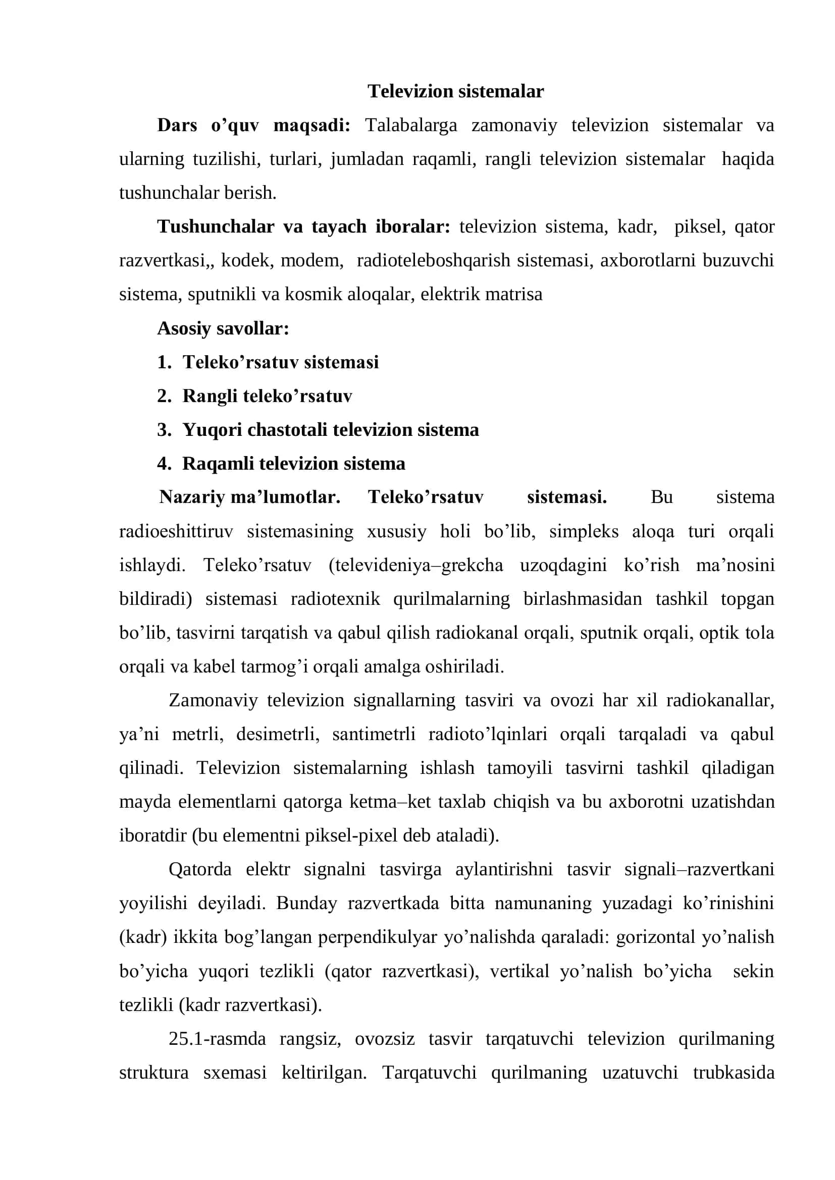 Teleko’rsatuv sistemalari 2