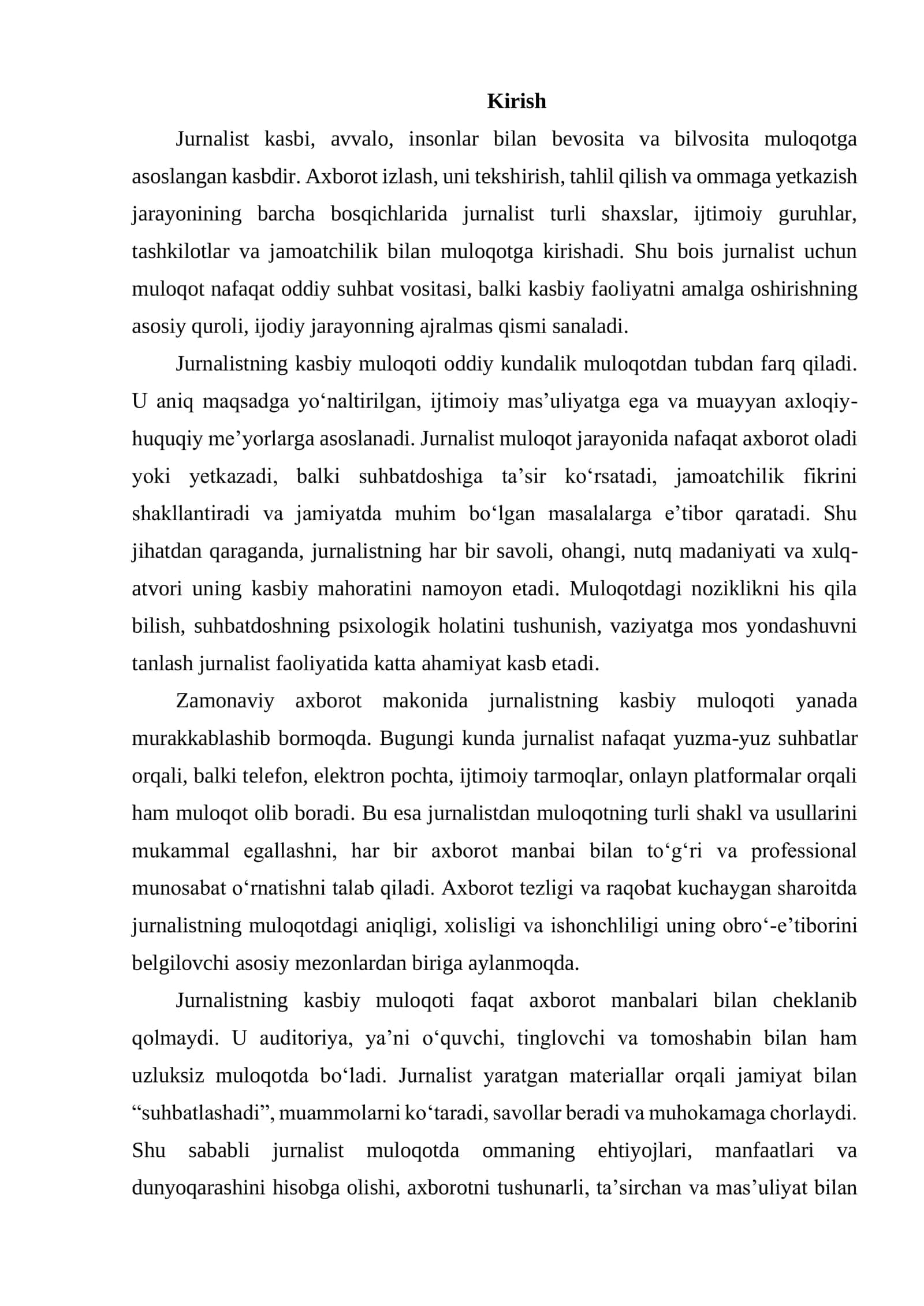 JURNALISTNING KASBIY MULOQOTI 2