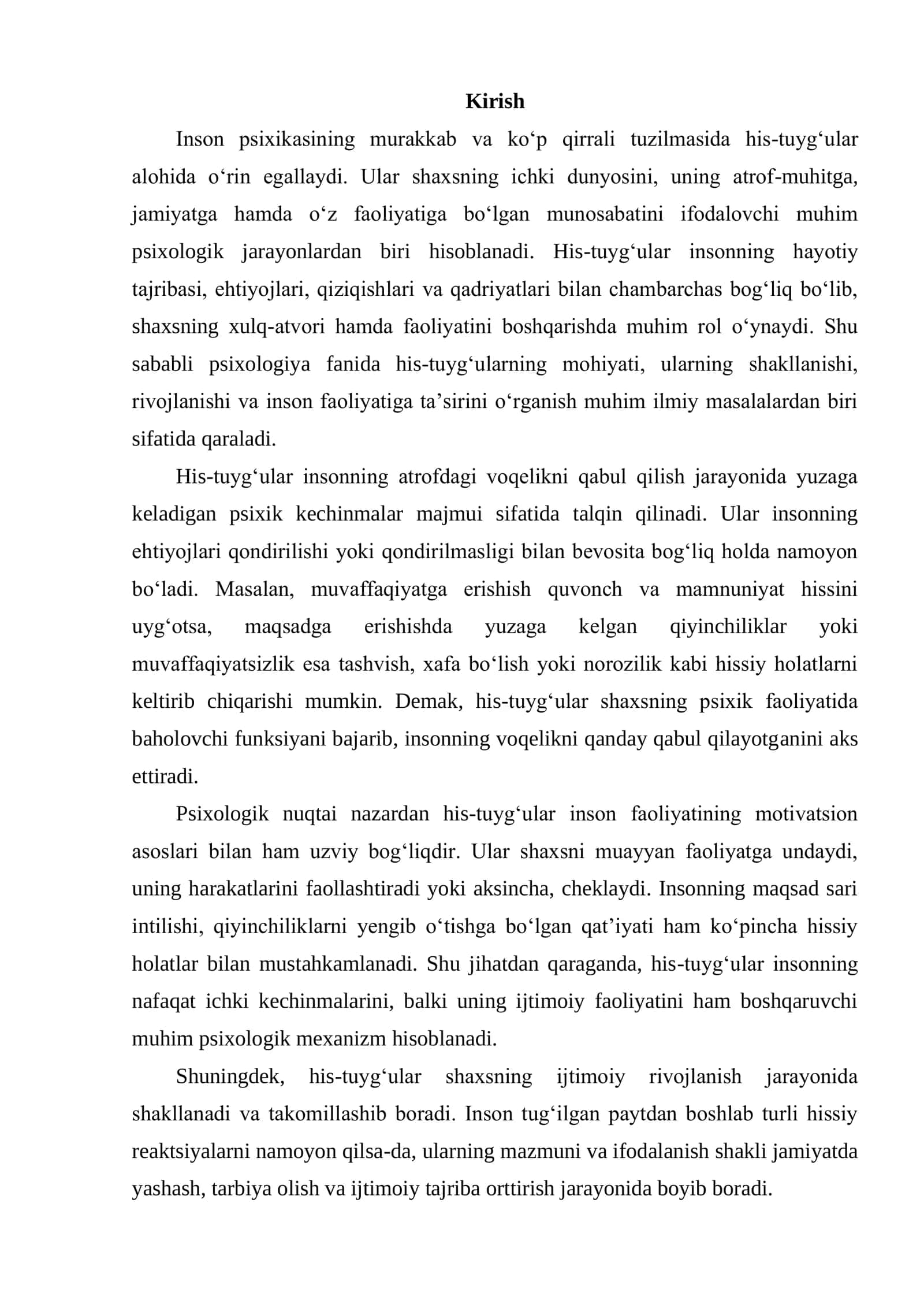 HIS-TUYG'ULARNING PSIXOLOGIK TALQINI 2
