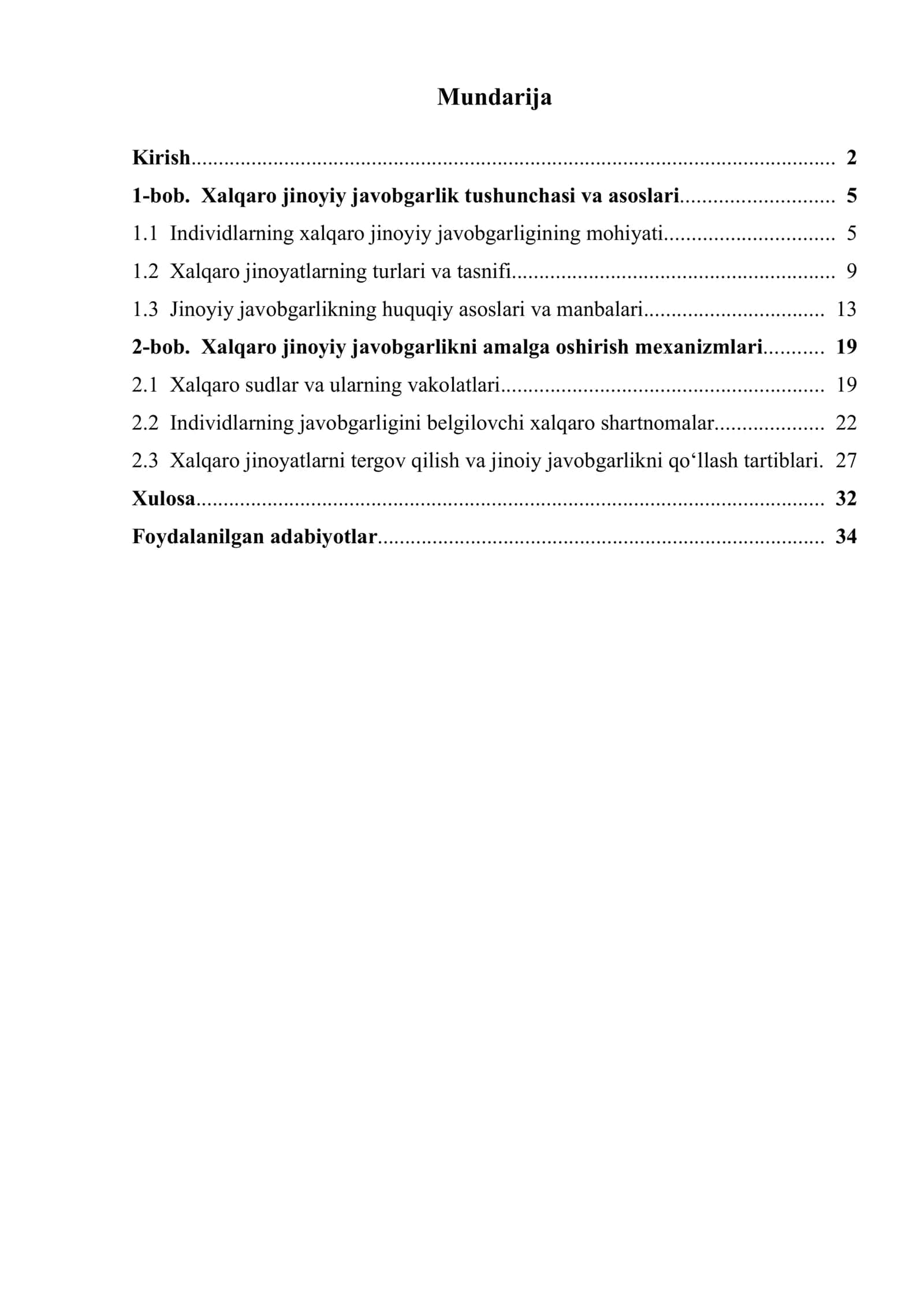 Individlarning xalqaro jinoiy javobgarligi. 2