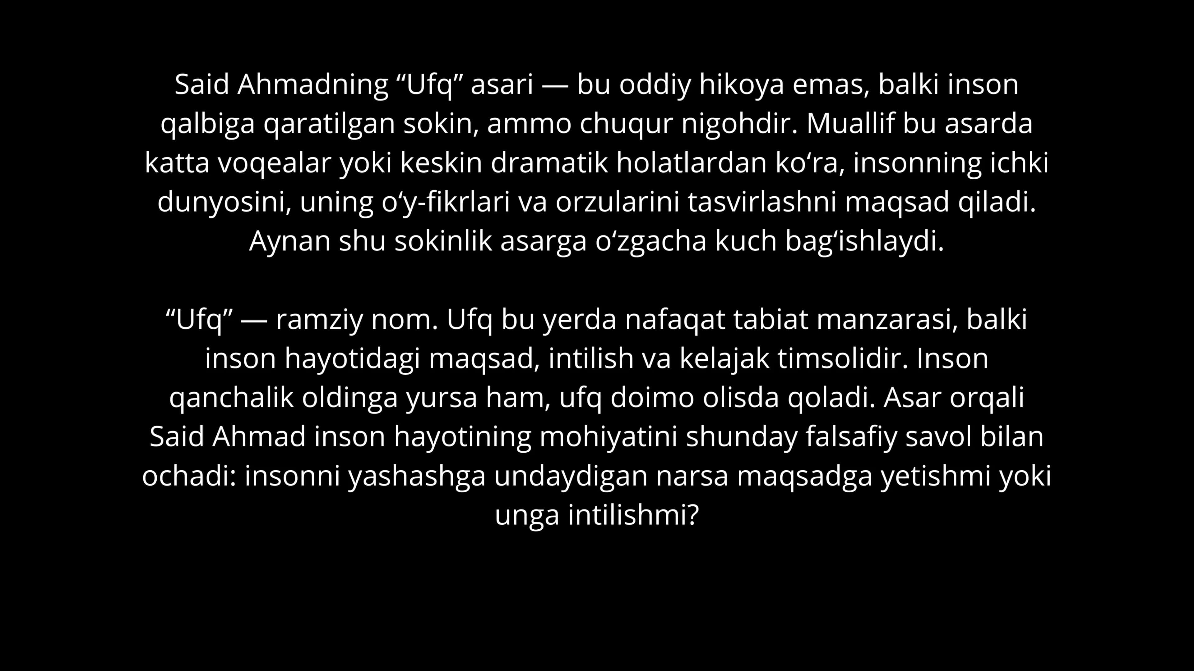 Said Ahmadning “Ufq” asari 2