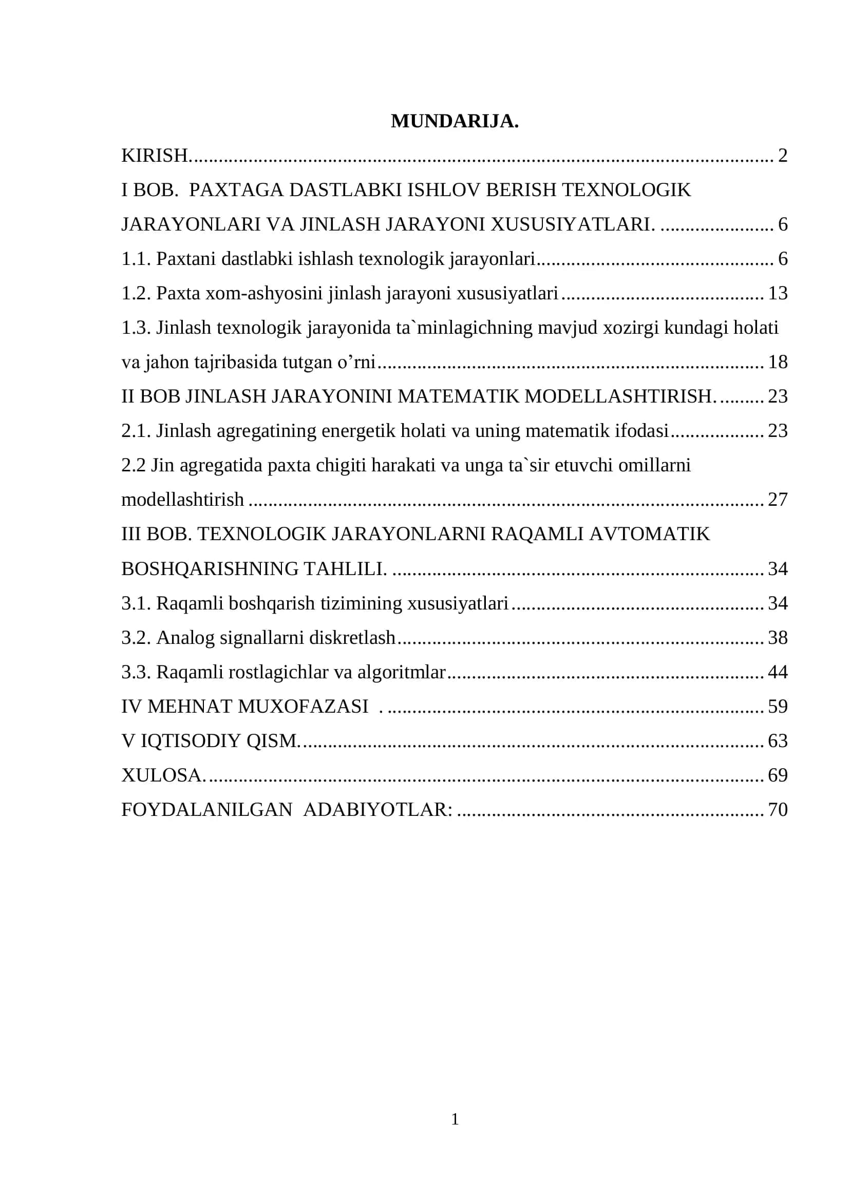 PAXTNI QAYTA ISHLASHDA JINLASH JARAYONINI RAQAMLI 2