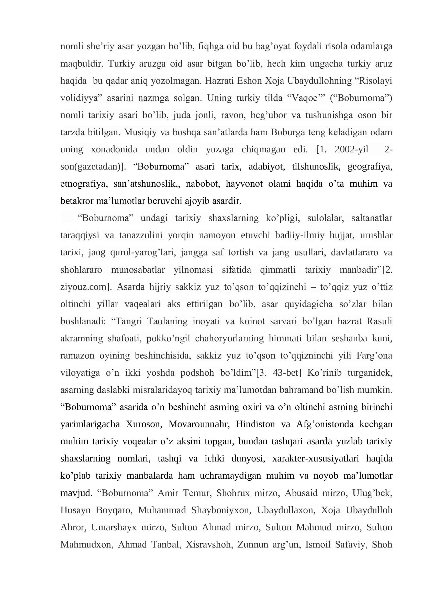 Boburnoma: Tarixiy shaxslar nomlarining qo'llanishi 2
