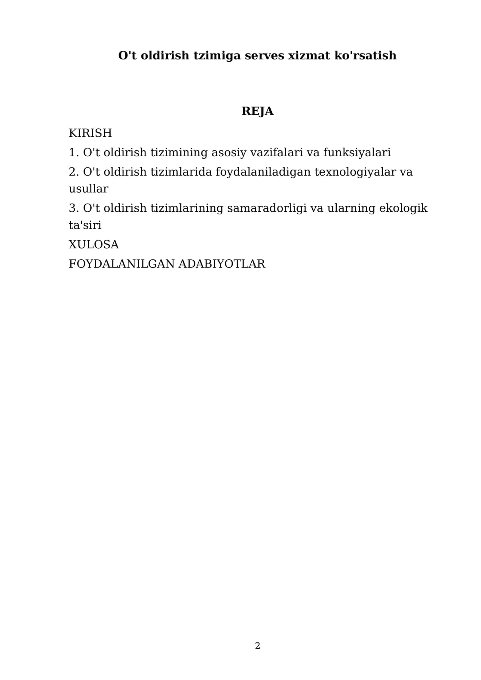 O't oldirish tzimiga serves xizmat ko'rsatish 2