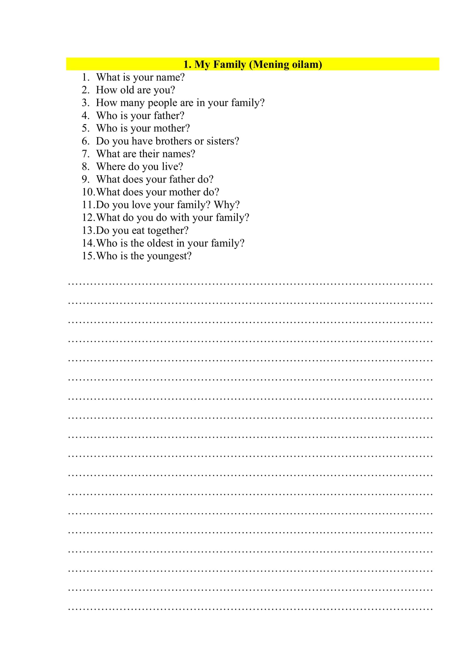 Reach English Beginner A1 Writing 2