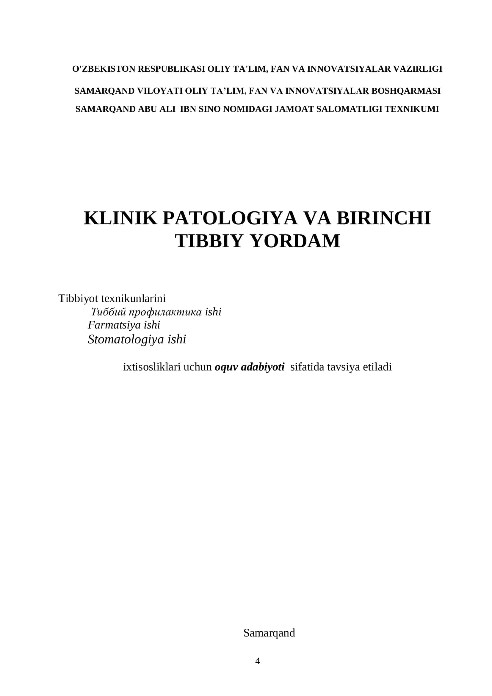 Klinik patologiya va birinchi tibbiy yordam 2