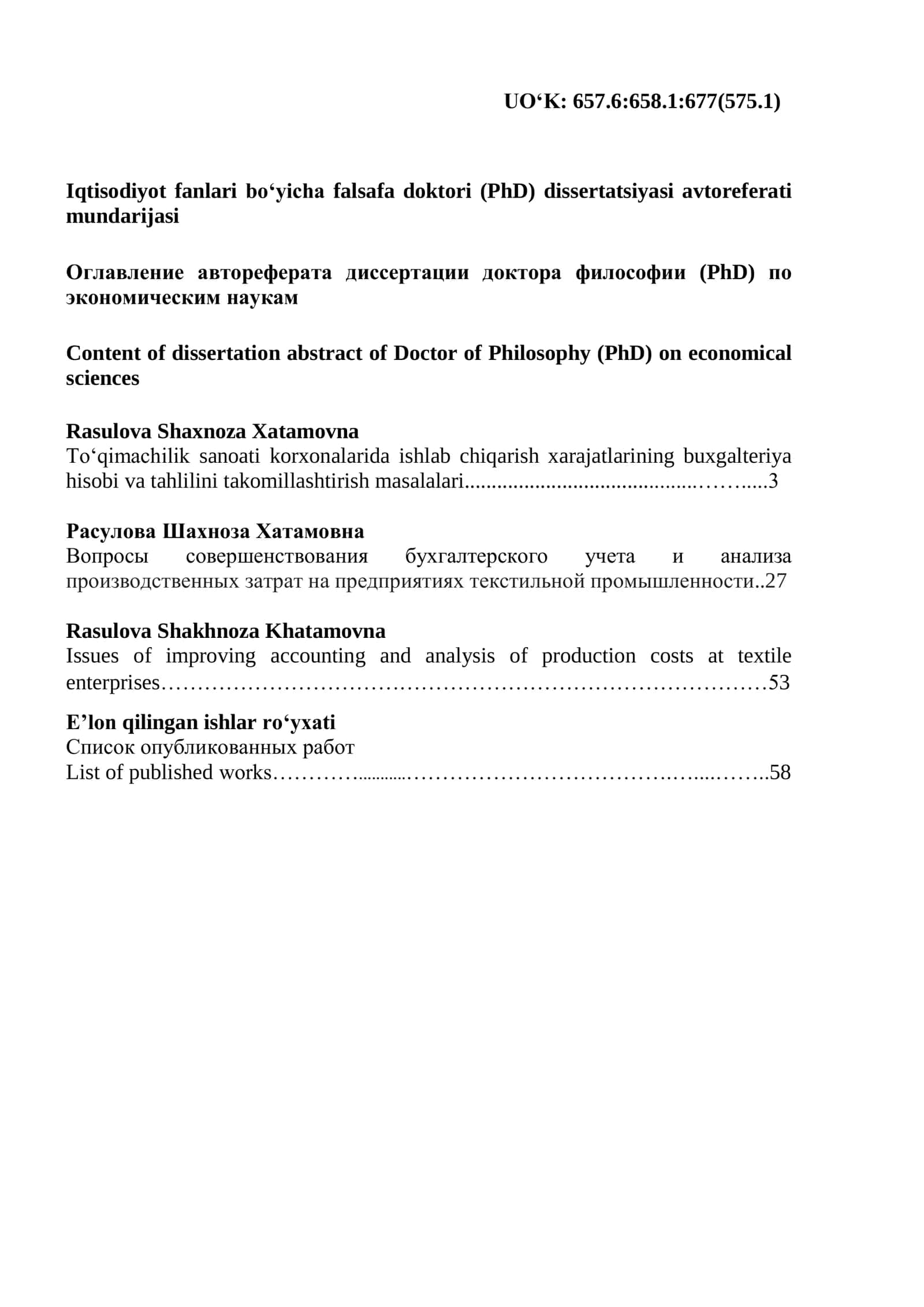 Doktor dissertationi avtoreferati 2