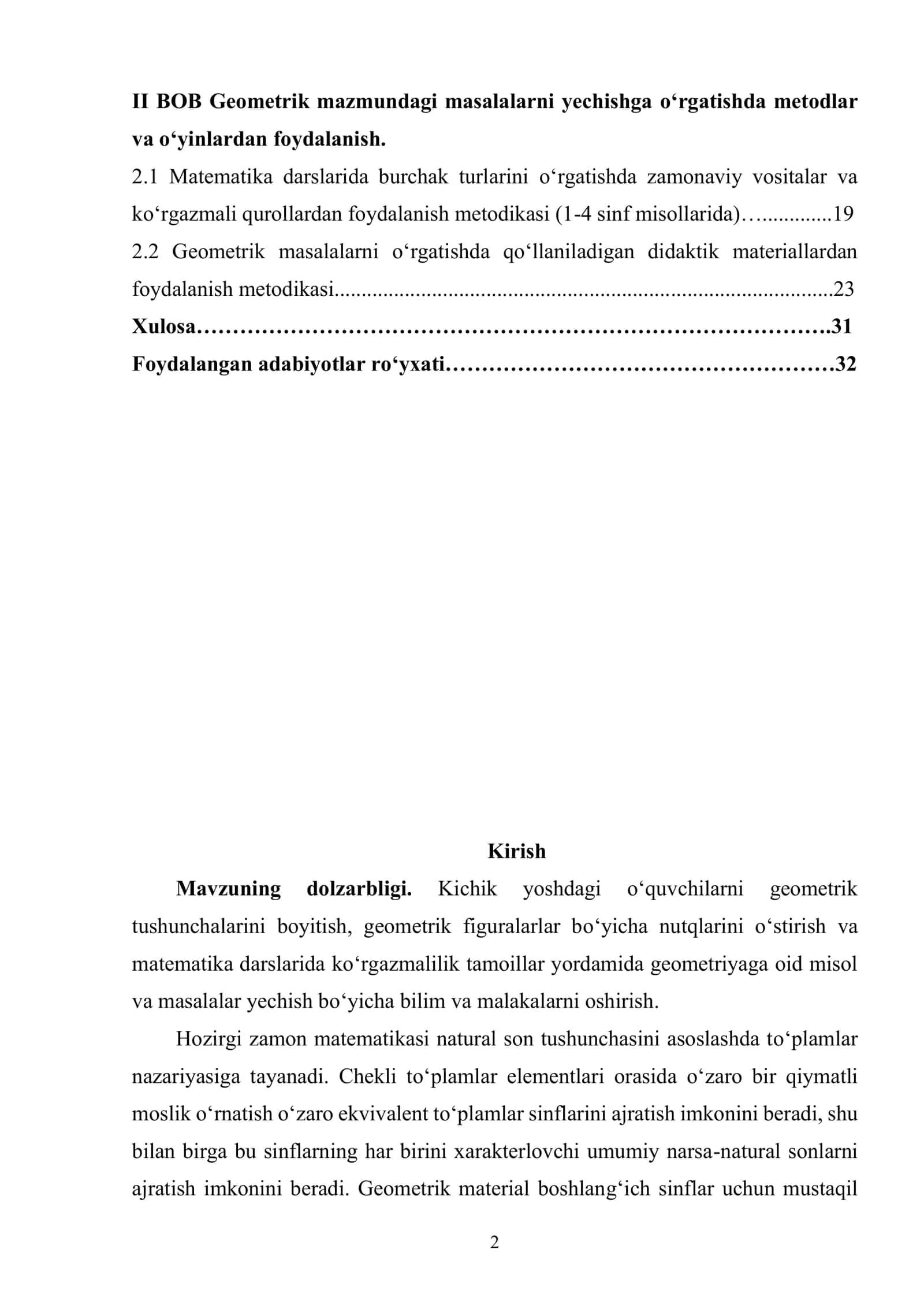 1-sinfda matematikadan geometrik materialni o‘rgatish metodikasi 2