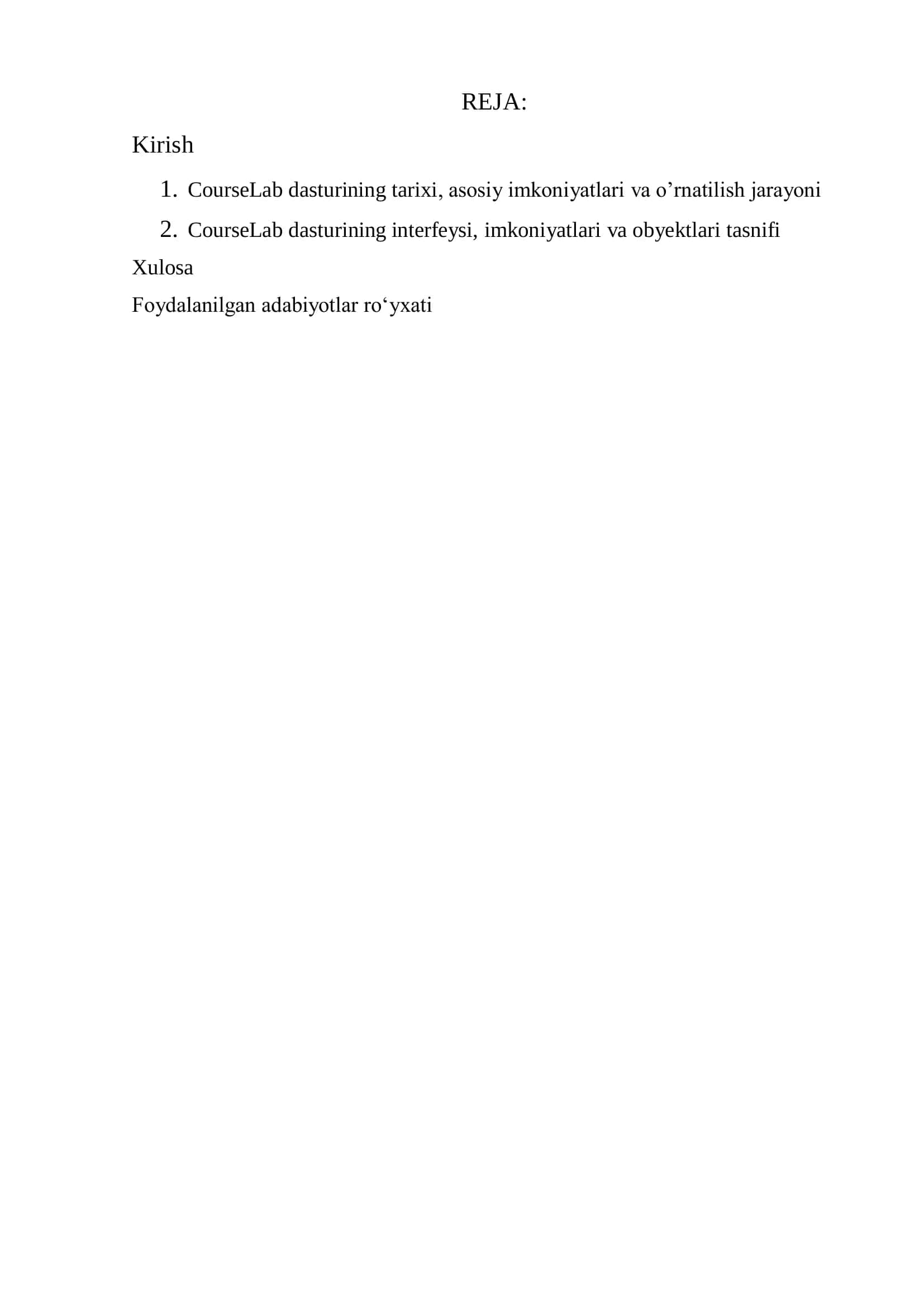 CourseLab dasturida ishlash texnologiyalari 2