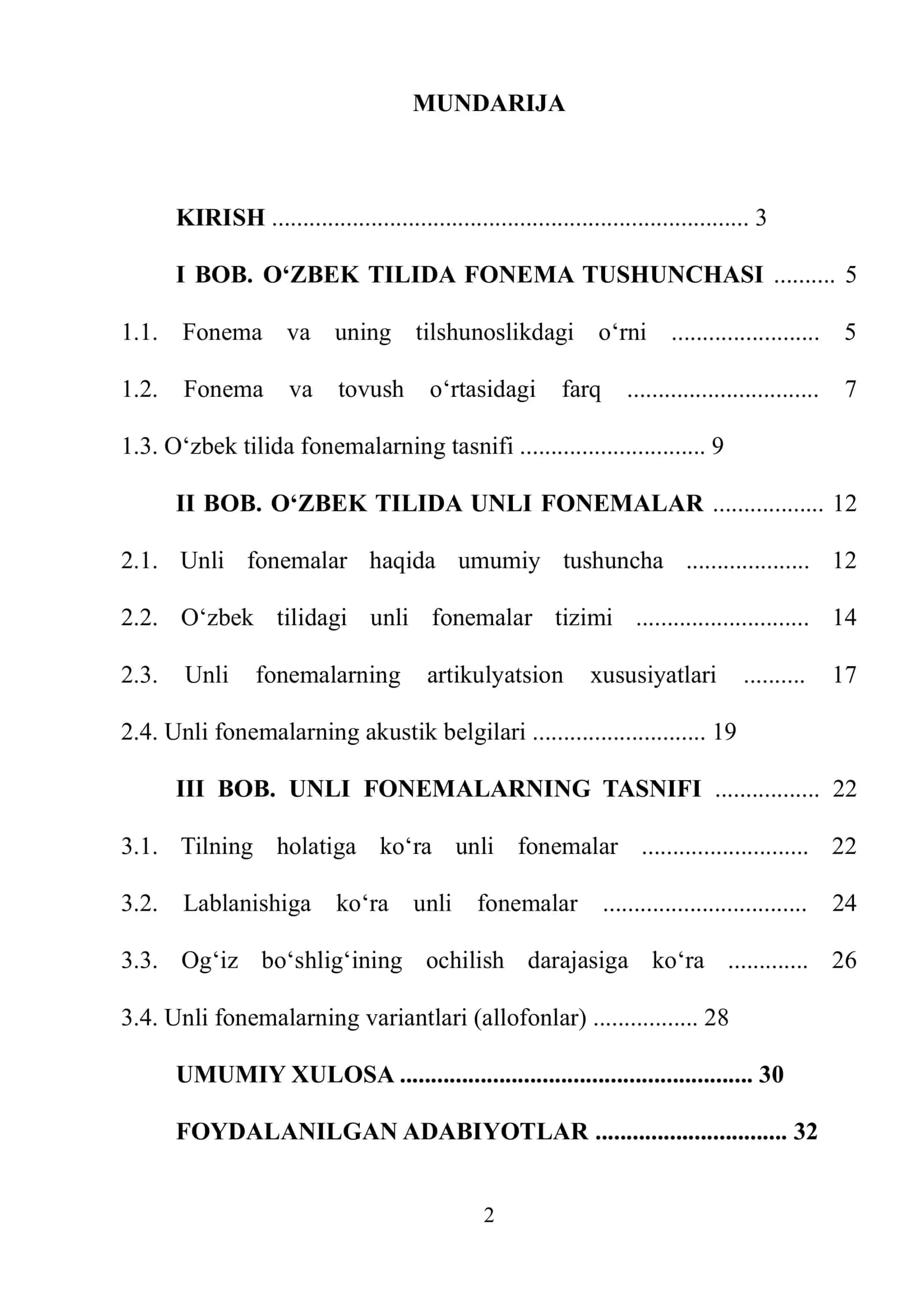 O'zbek tilshunosligida unli fonemalar tavsifi 2