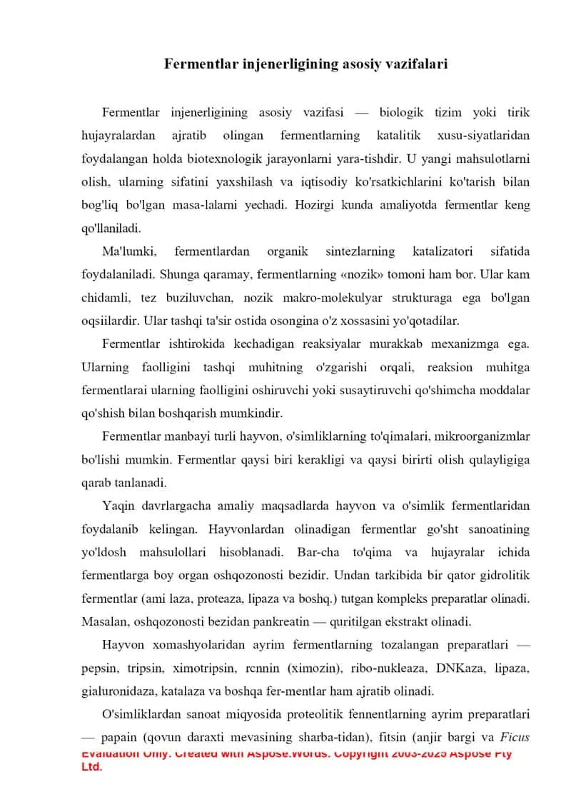 O'simliklar fermentlari 2
