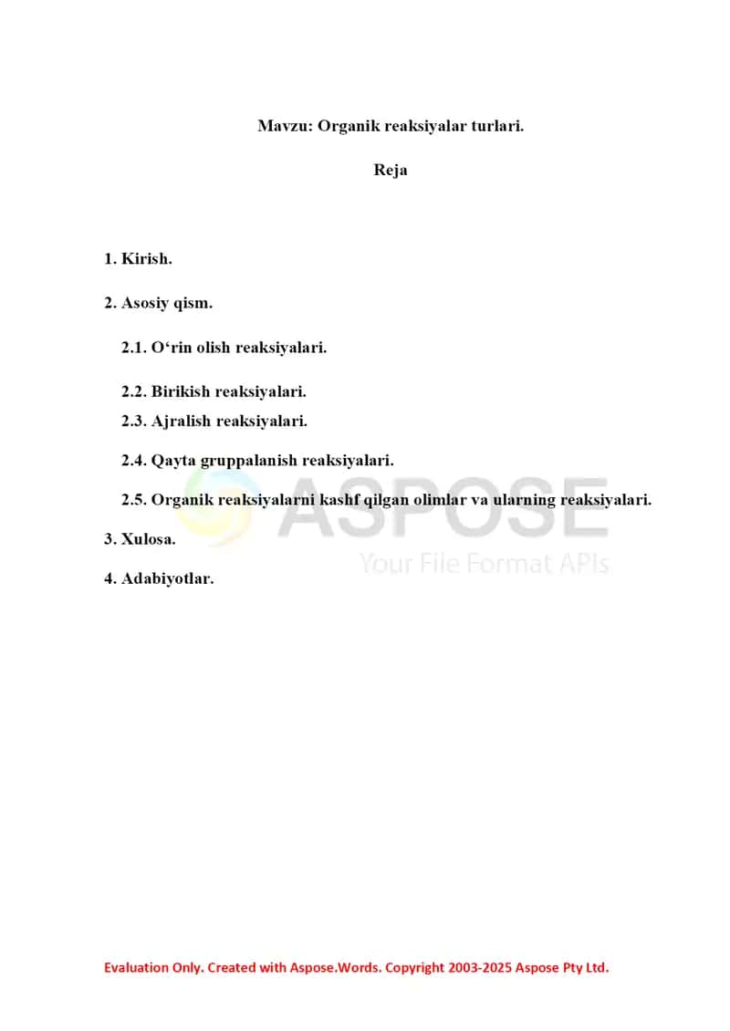 3. Organik reaksiyalar turlari 3. Refrat 15 bet 2