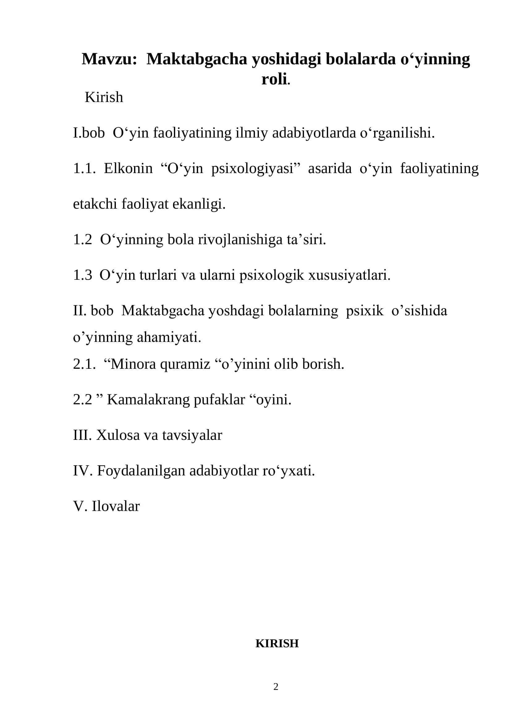 Maktabgacha yoshidagi bolalarda o‘yinning roli 2