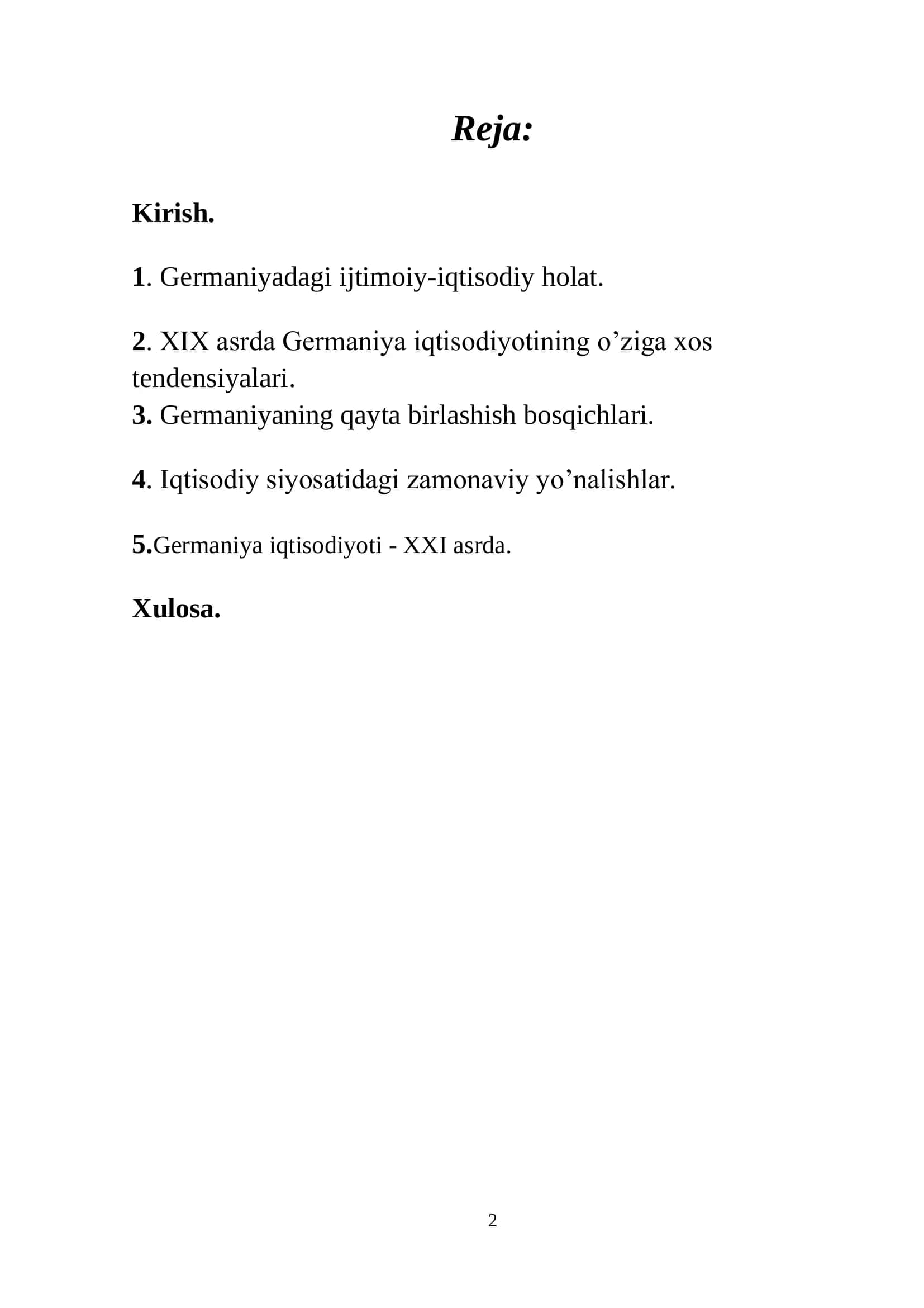Germaniyaning jahon iqtisodiyotidagi ulushi 2