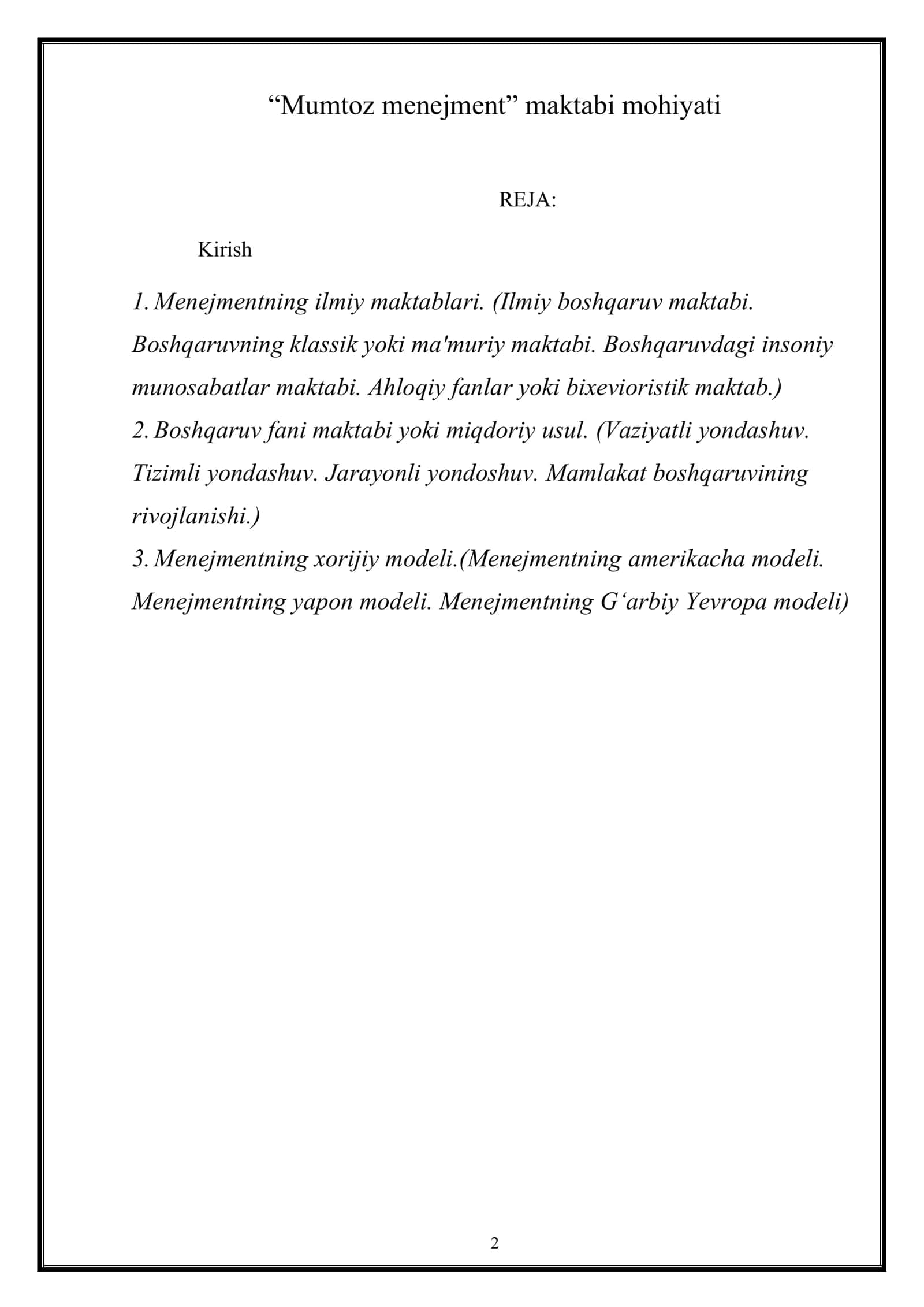,,Mumtoz menejment’’ maktabi mohiyati 2