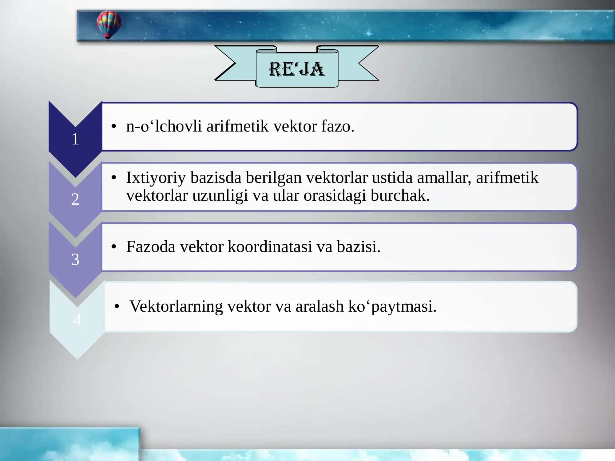Arifmetik vektor fazo 2