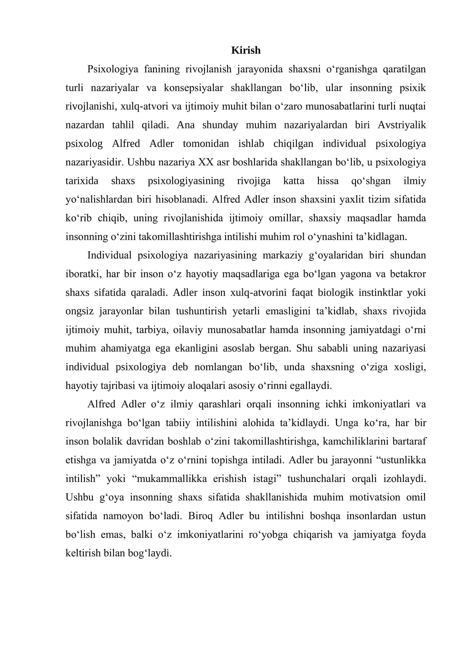 ALFRED ADLERNING INDIVIDUAL PSIXOLOGIYASI 2