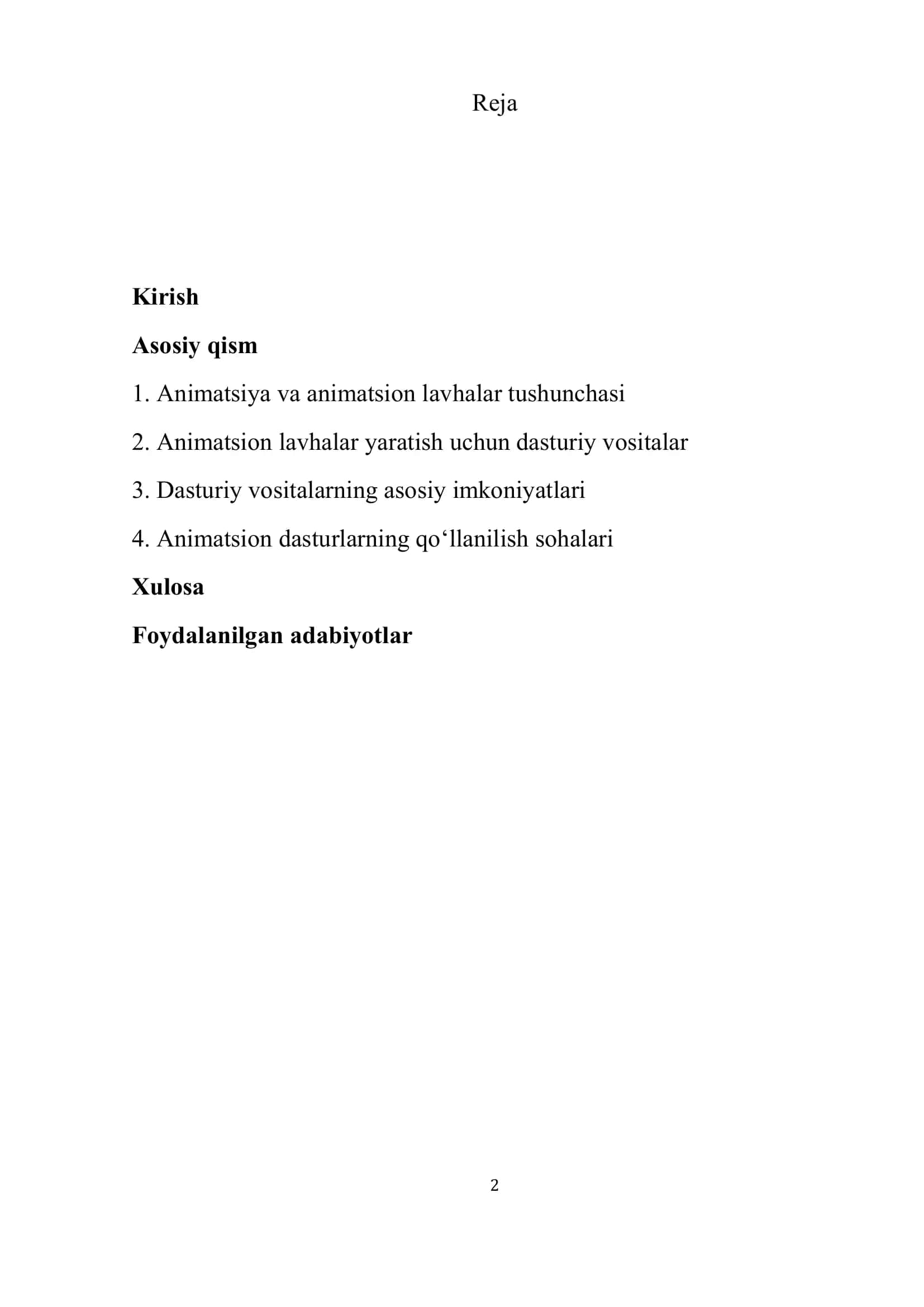 Animatsion lavhalar yaratish dasturiy vositalari imkoniyatlari 2