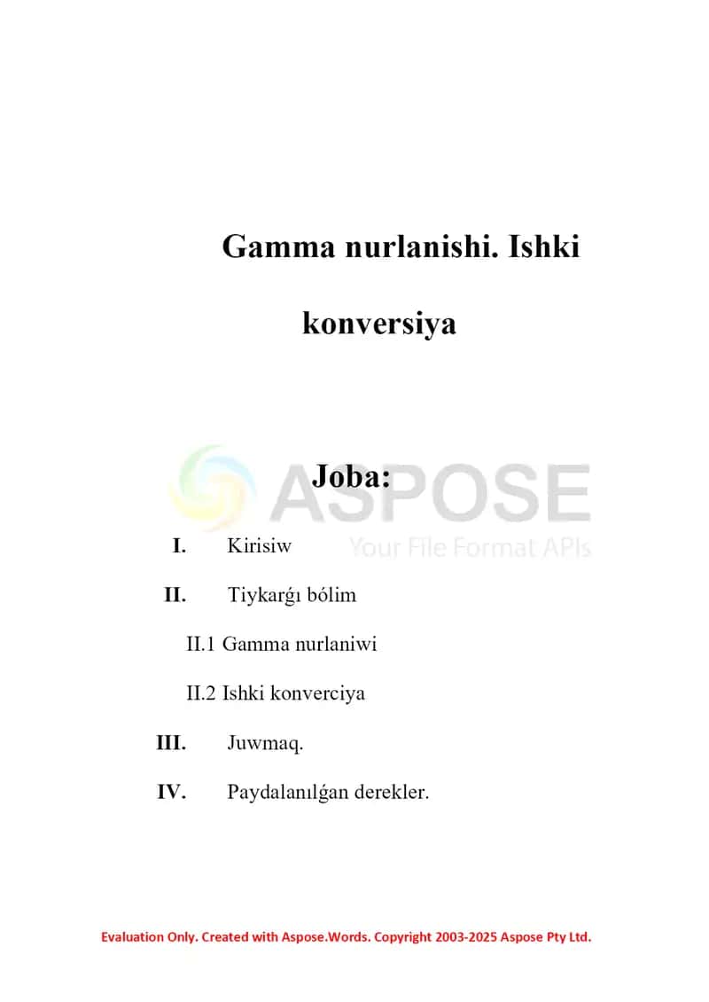 Gamma nurlanishi va ichki konversiya 2