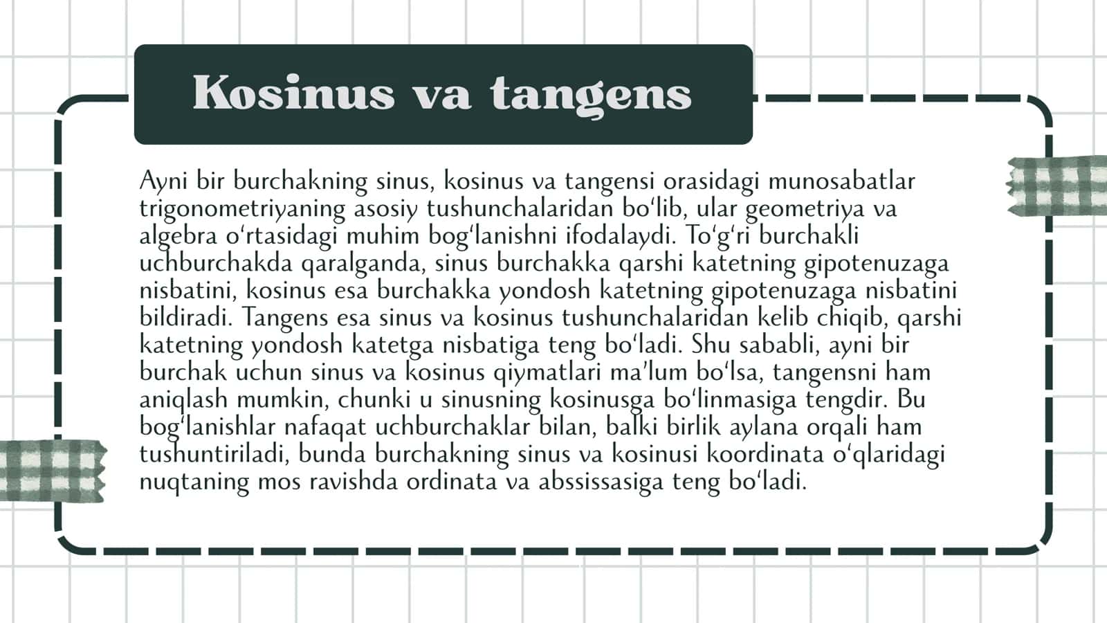 Sinus, Kosinus, Tangens 2