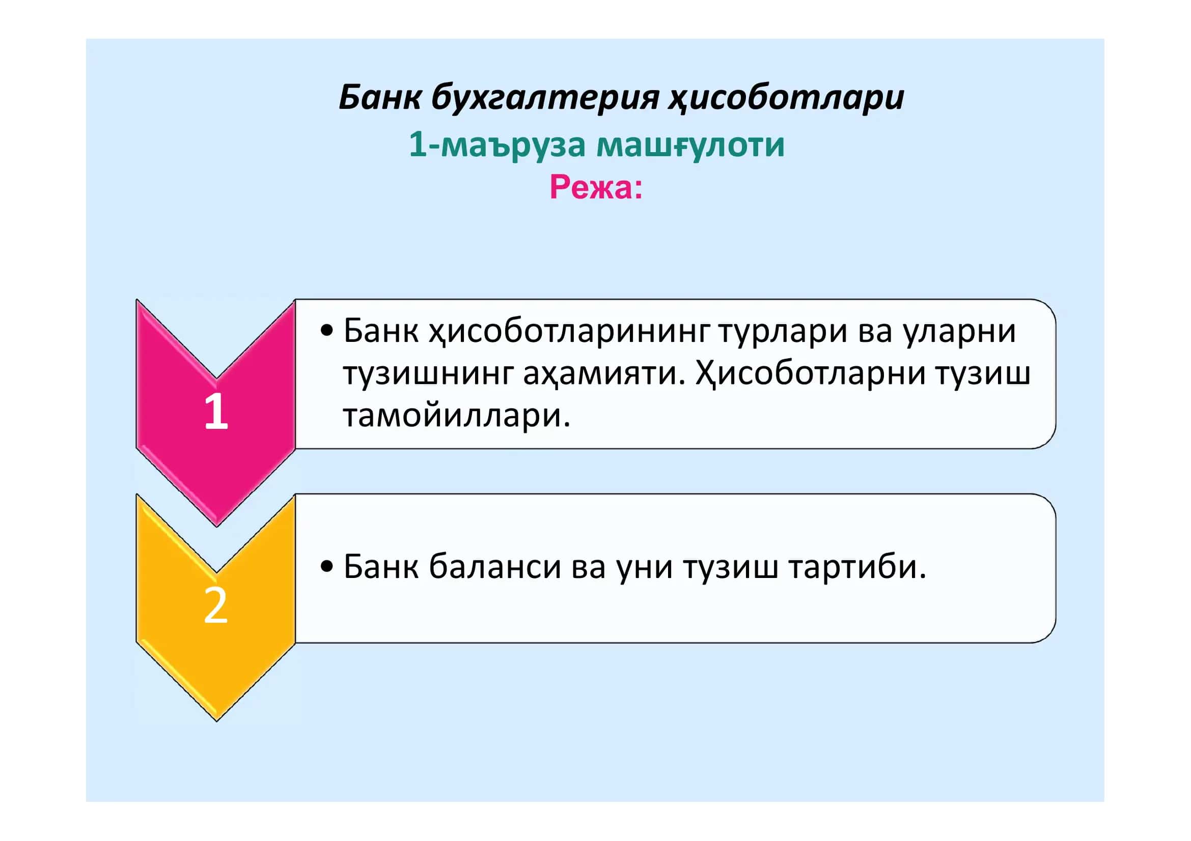 Банкларда Бухгалтерия Ҳисоби 2