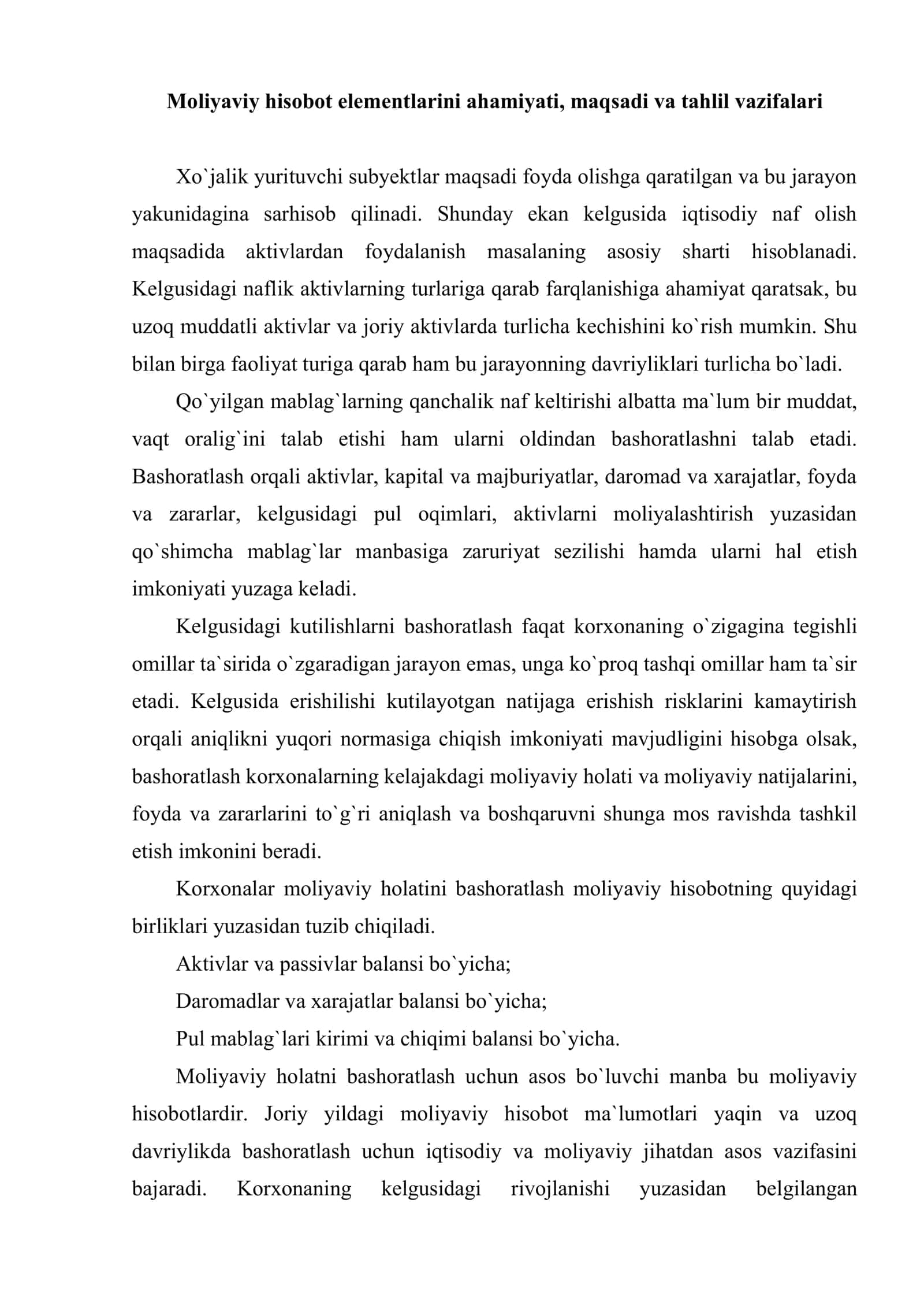Moliyaviy hisobot elementlarini bashoratlash 2